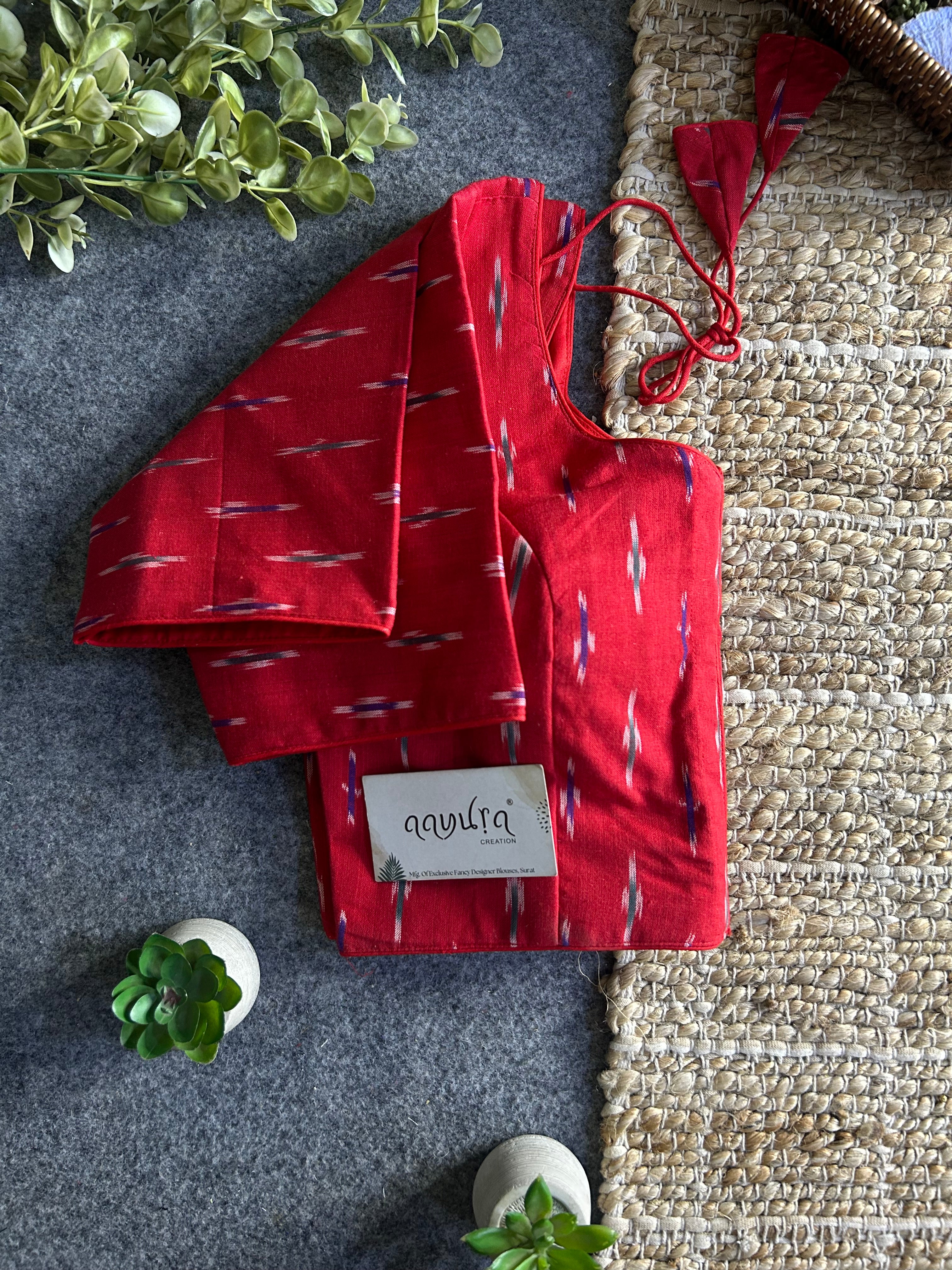 Classic Ikkath Designer Front-Open Blouse