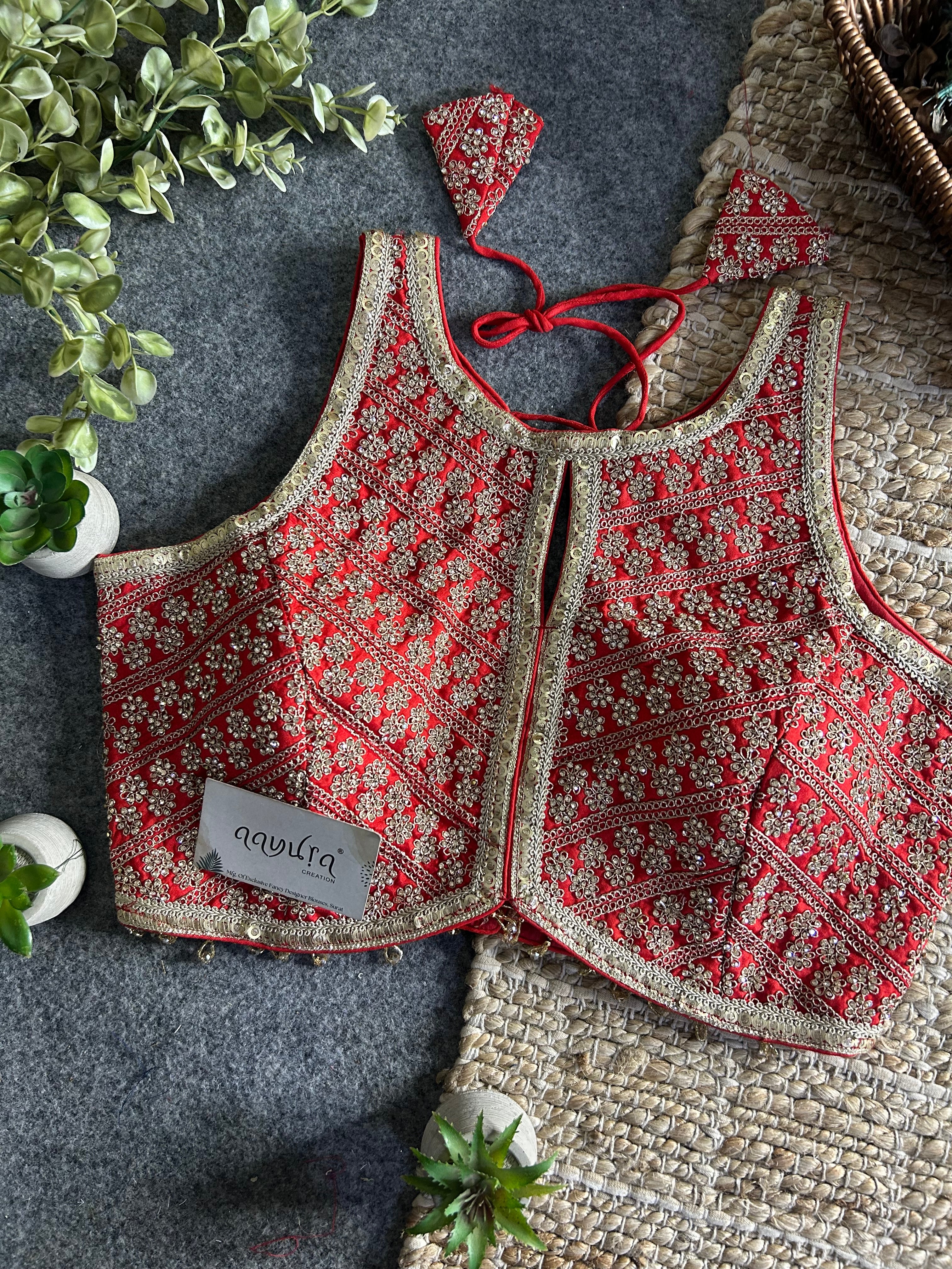 Heavy Stone Work Designer Lace Blouse