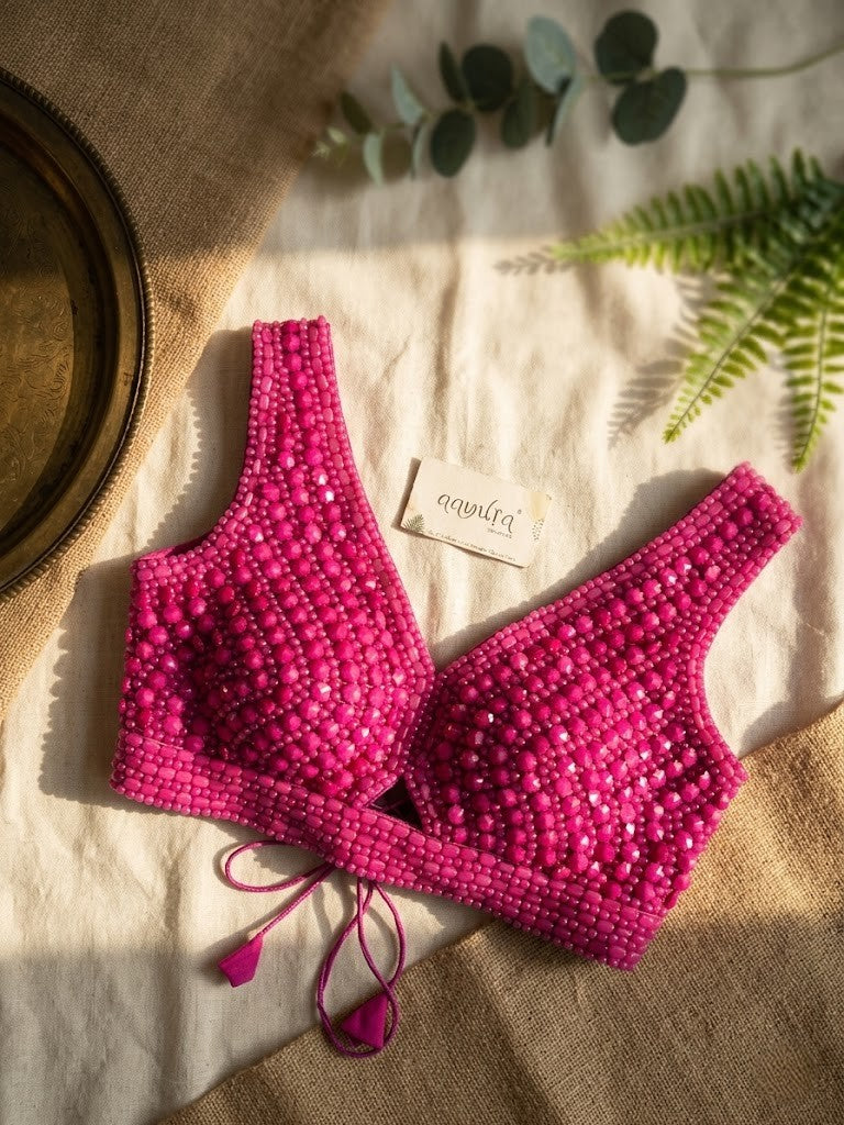 Elegant Pearl Bead Designer Blouse