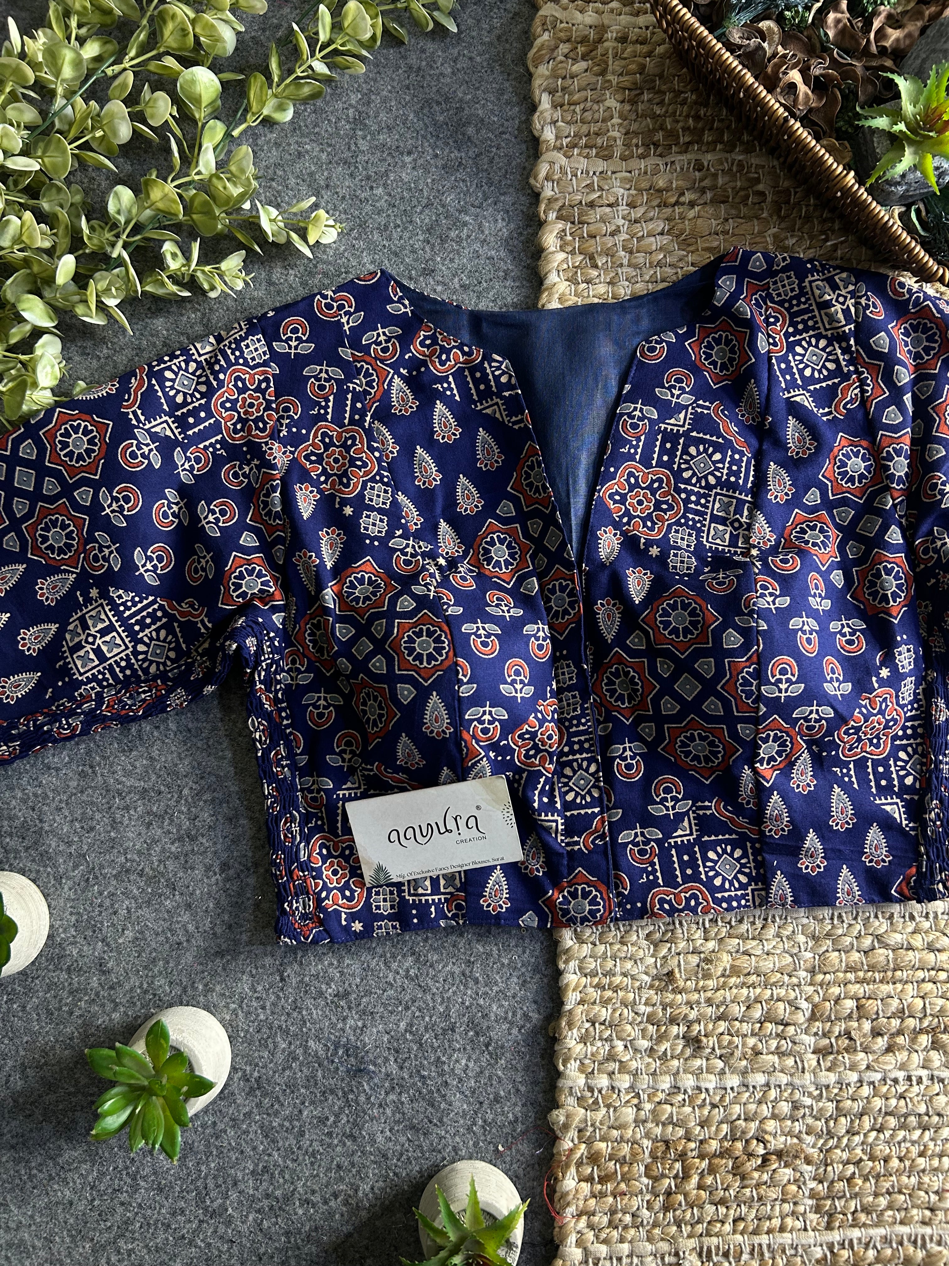 Comfort Fit Cotton Ajrakh Print Blouse