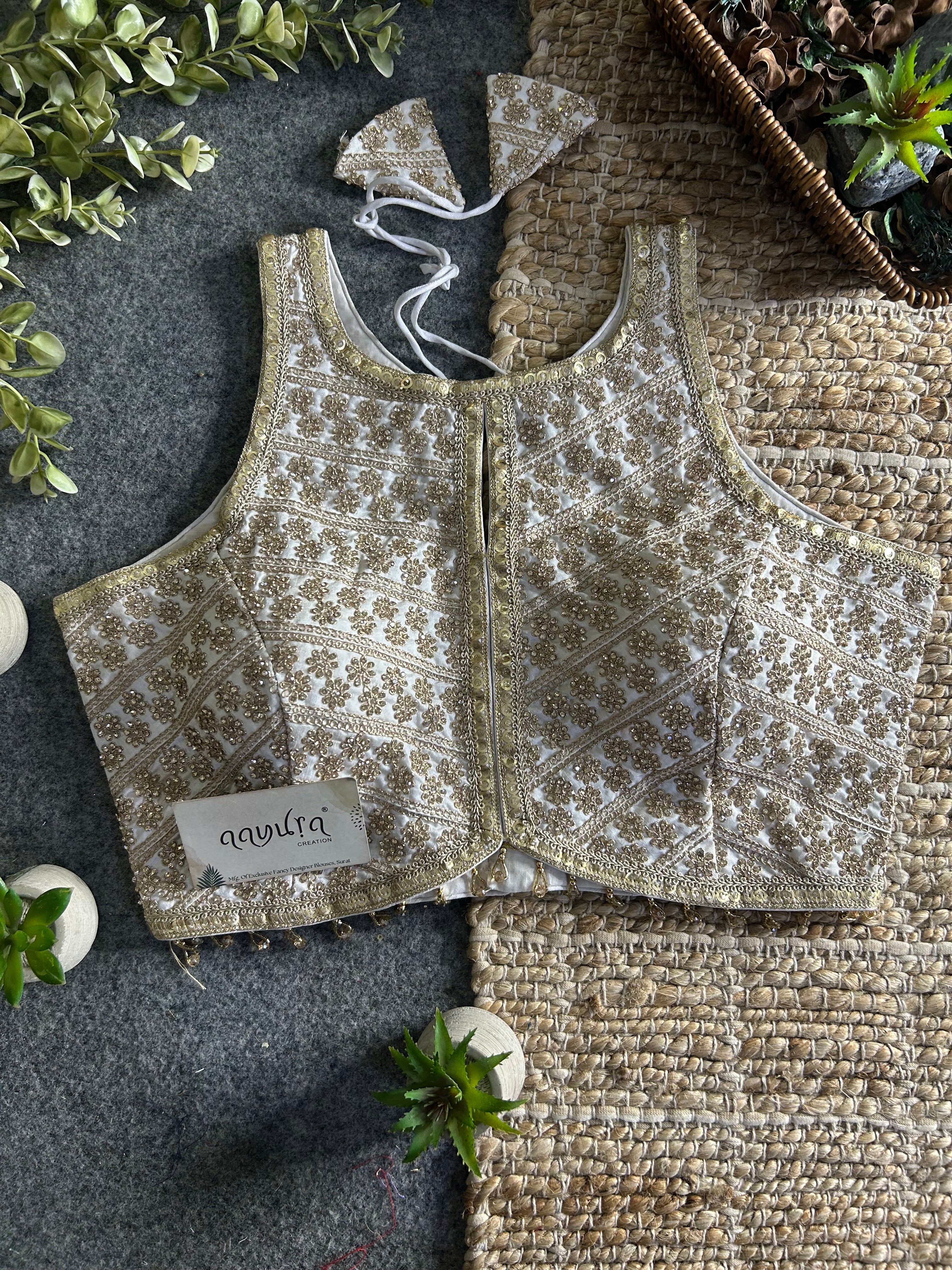 Heavy Stone Work Designer Lace Blouse