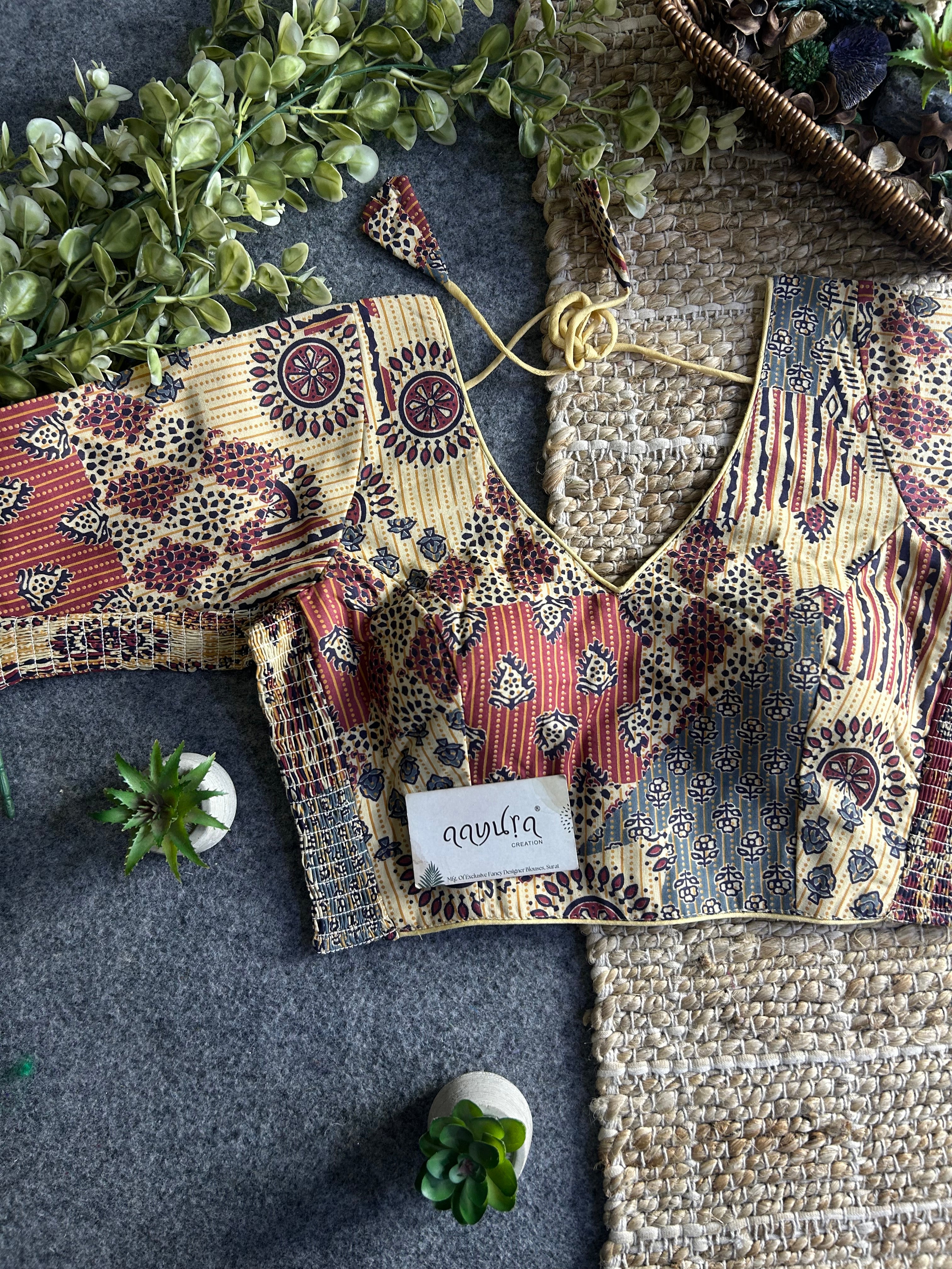Comfort Fit Ajrakh Print Blouse