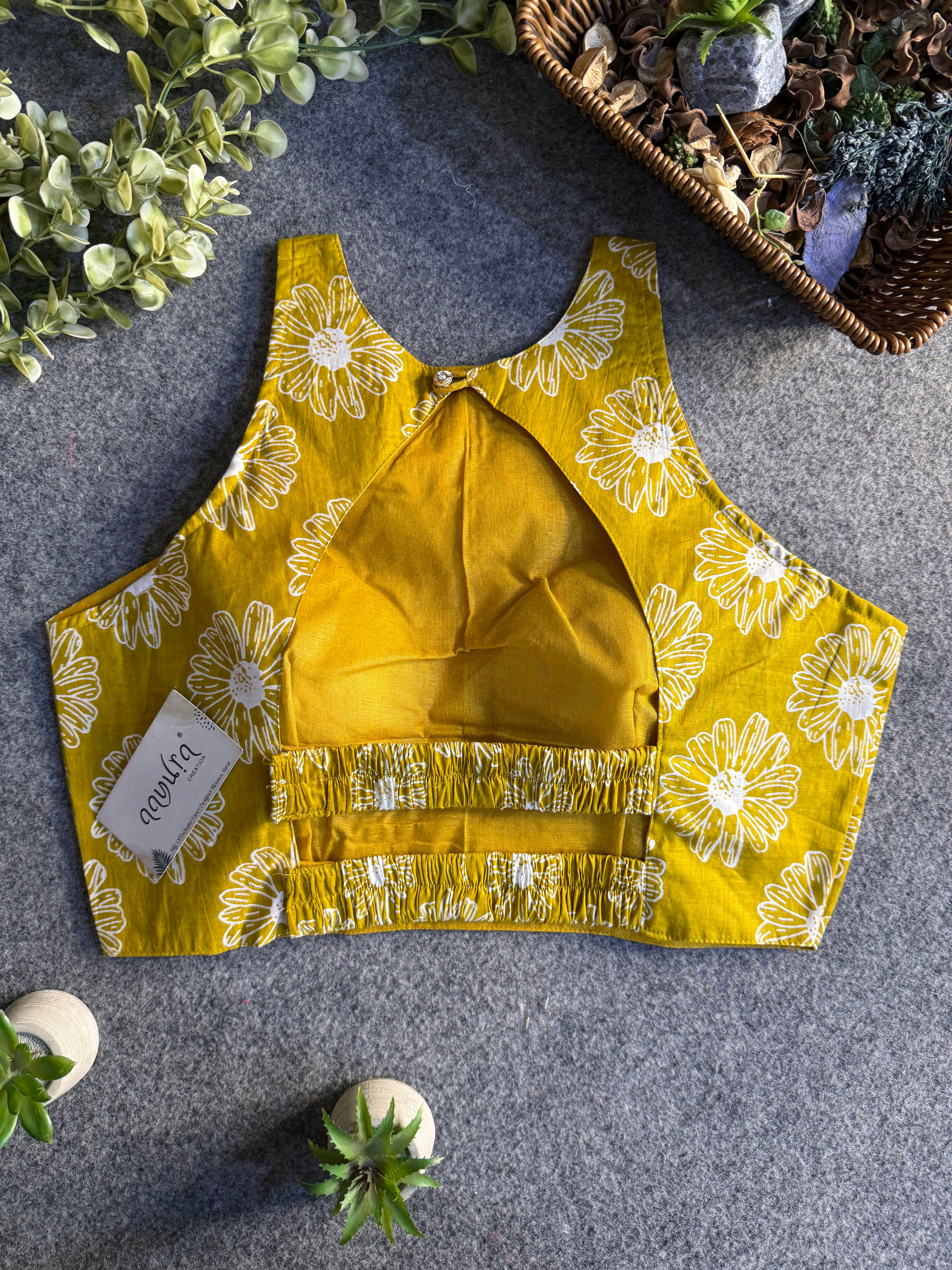 StyleEase Cotton Halter Designer Blouse