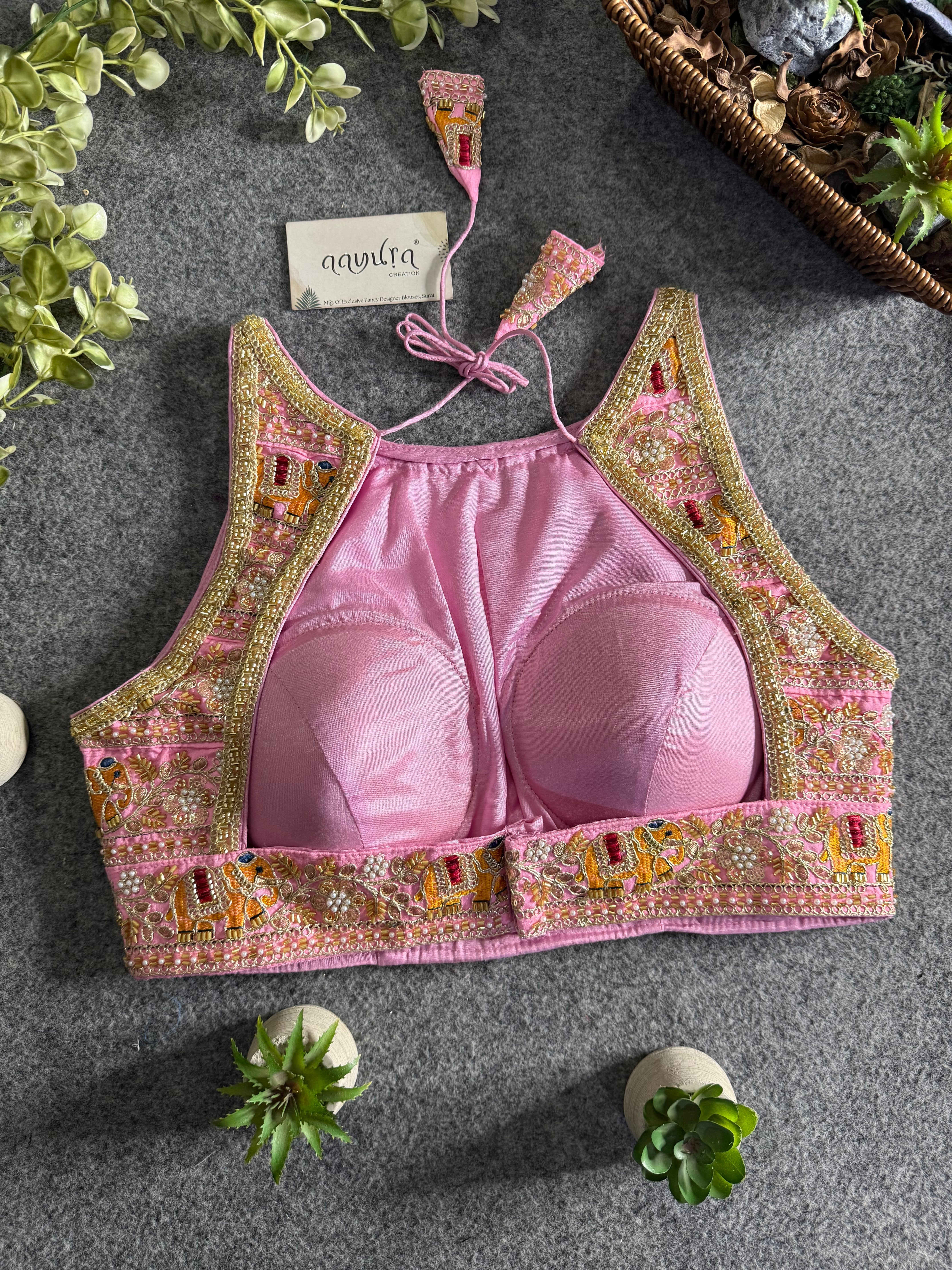 Elegant Sequence Embroidery Lace Work Blouse