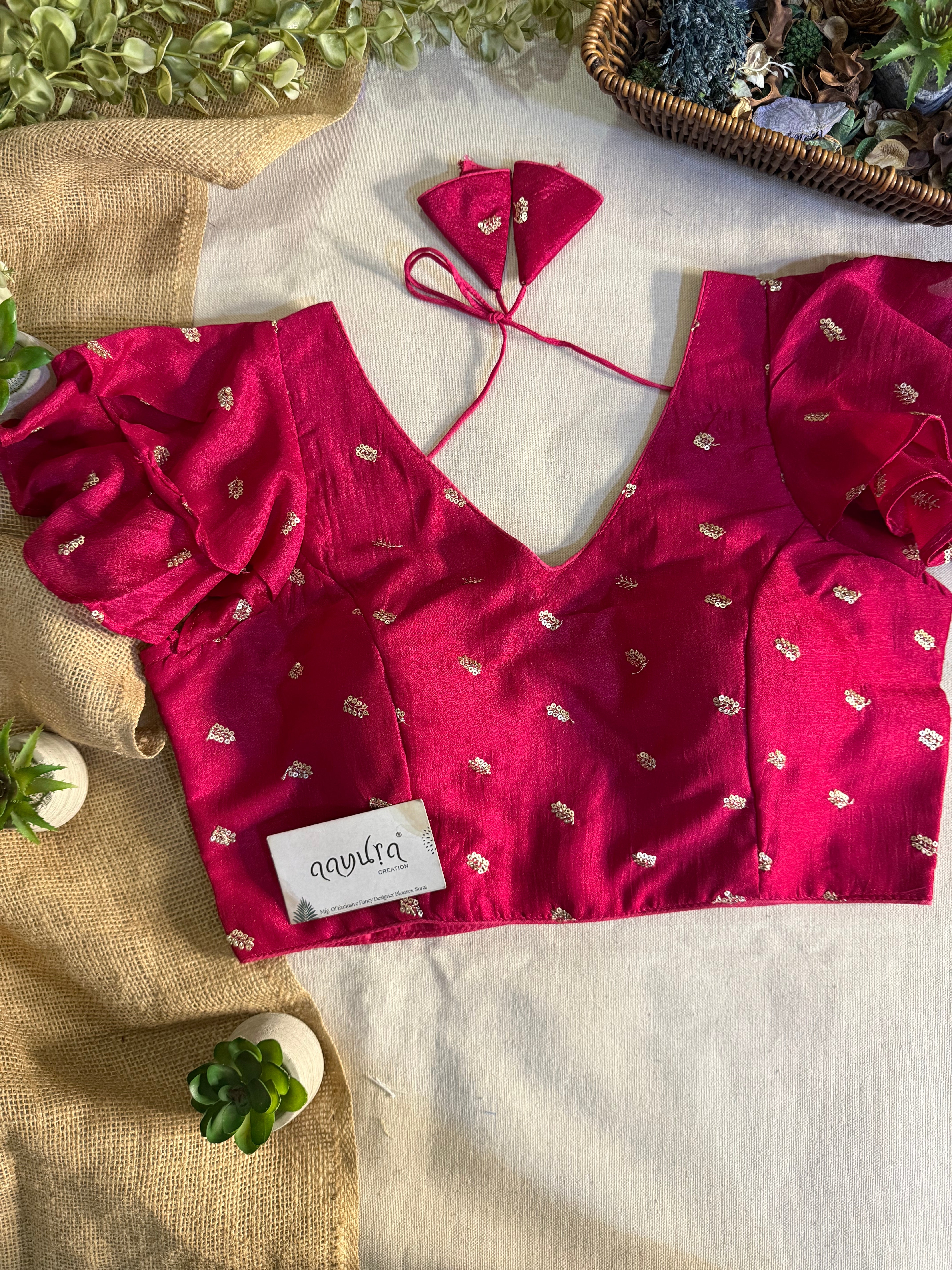 Elegant Frill Vichitra Silk Blouse