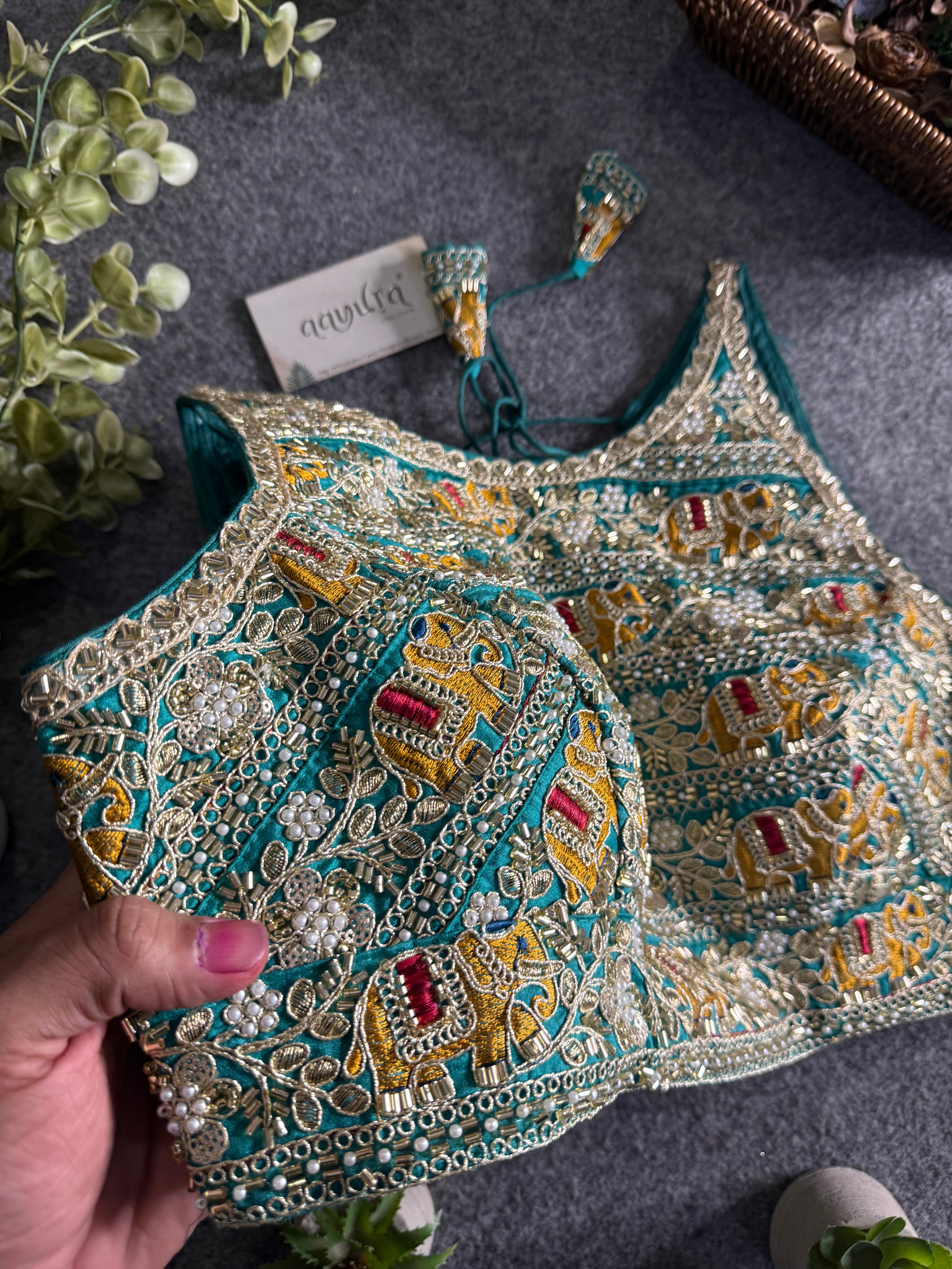 Elegant Sequence Embroidery Lace Work Blouse