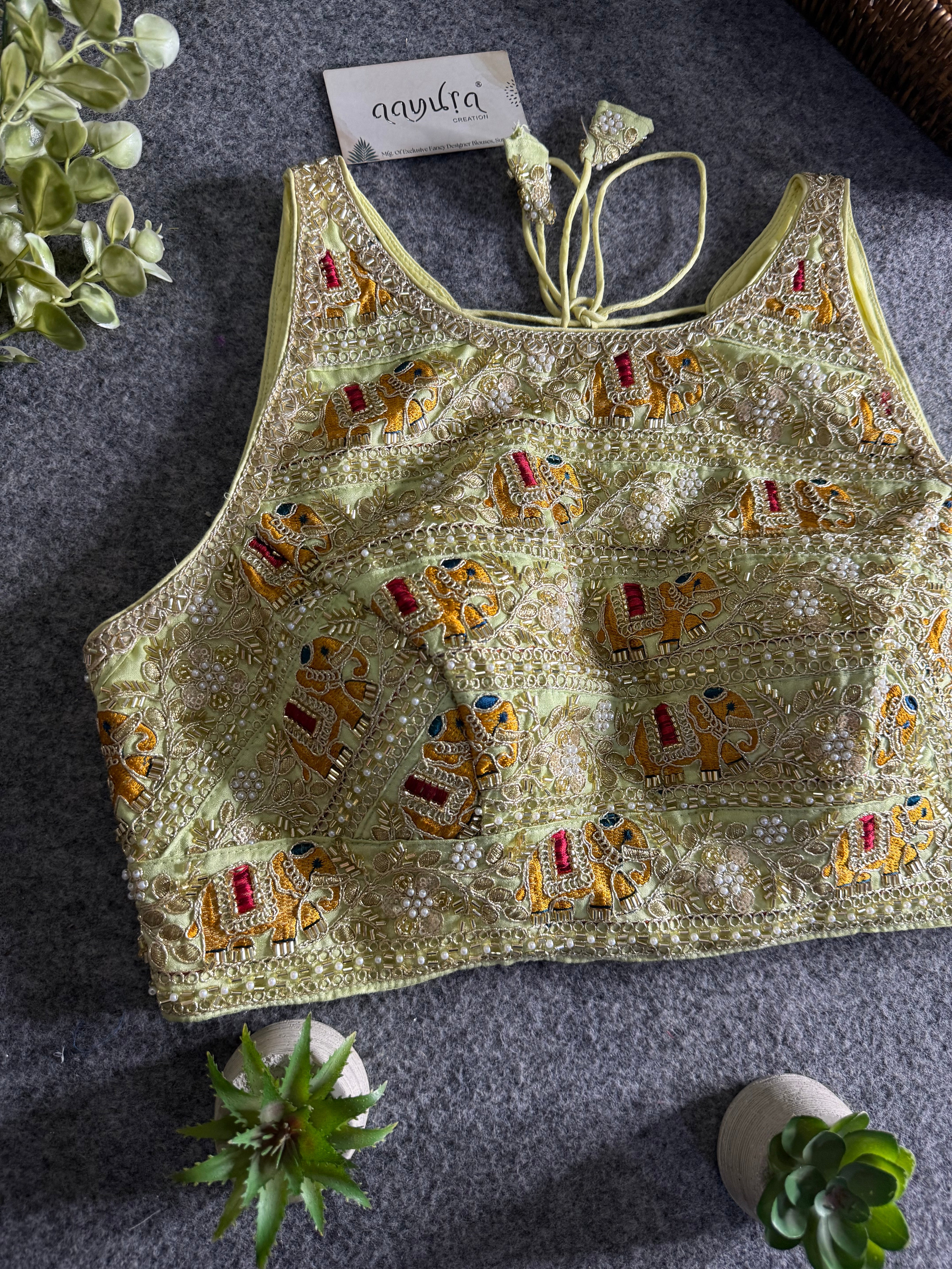 Elegant Sequence Embroidery Lace Work Blouse