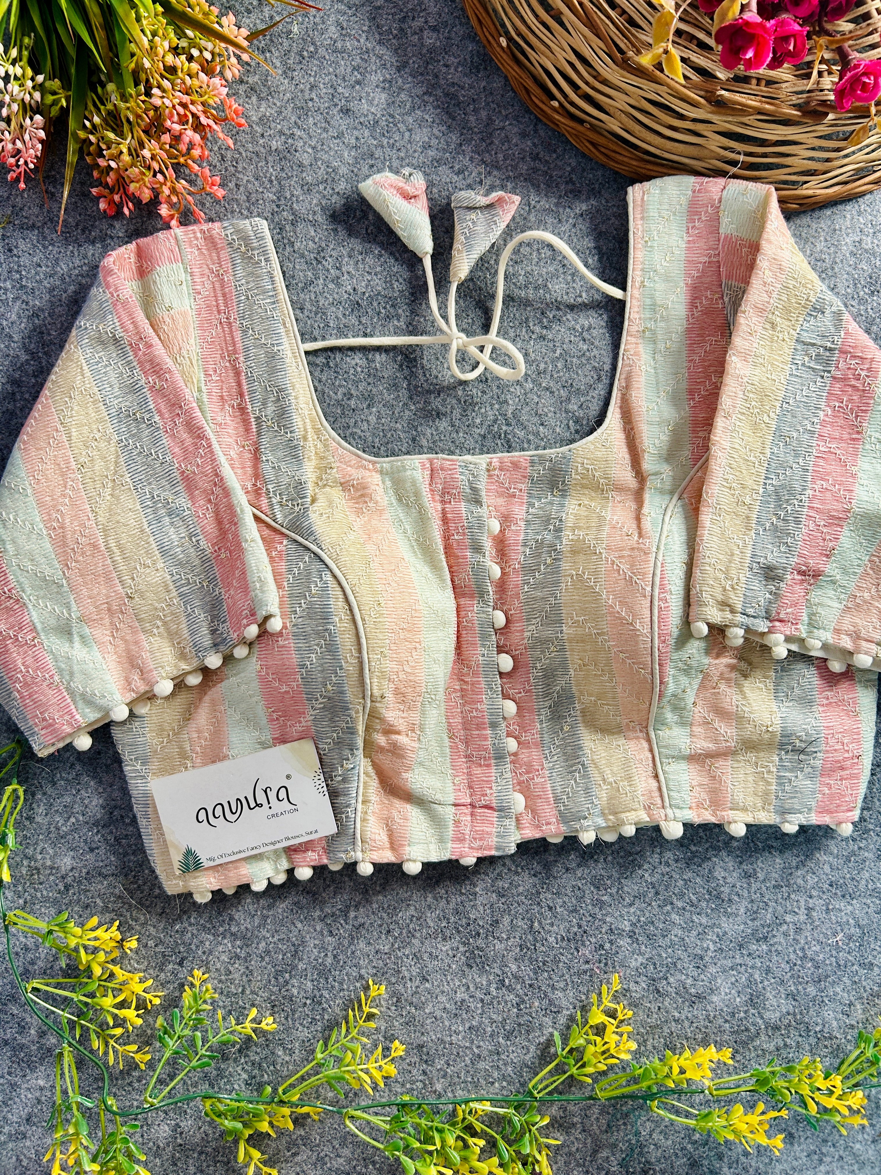 Khadi Blossom Threadwork Blouse