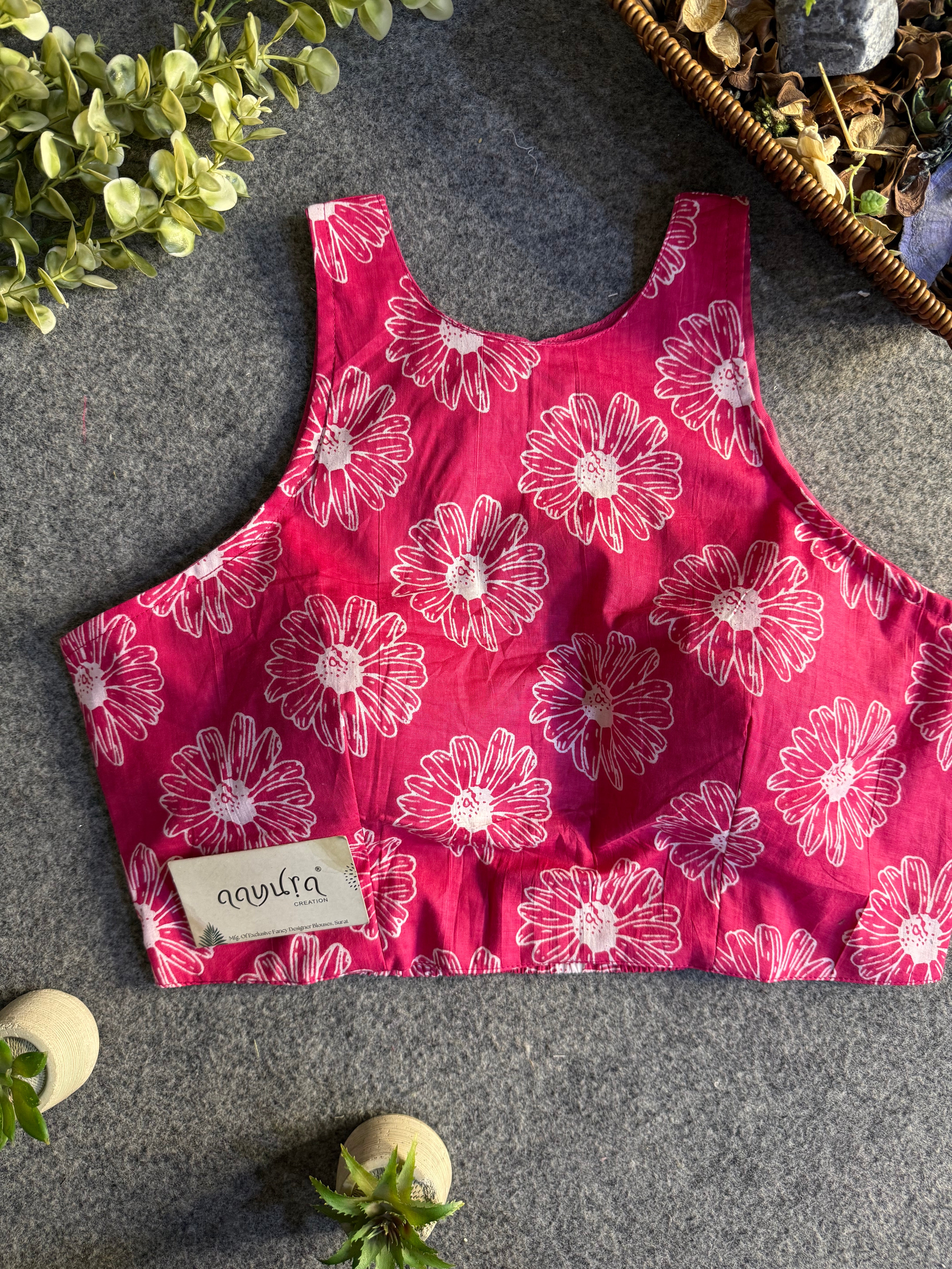 StyleEase Cotton Halter Designer Blouse