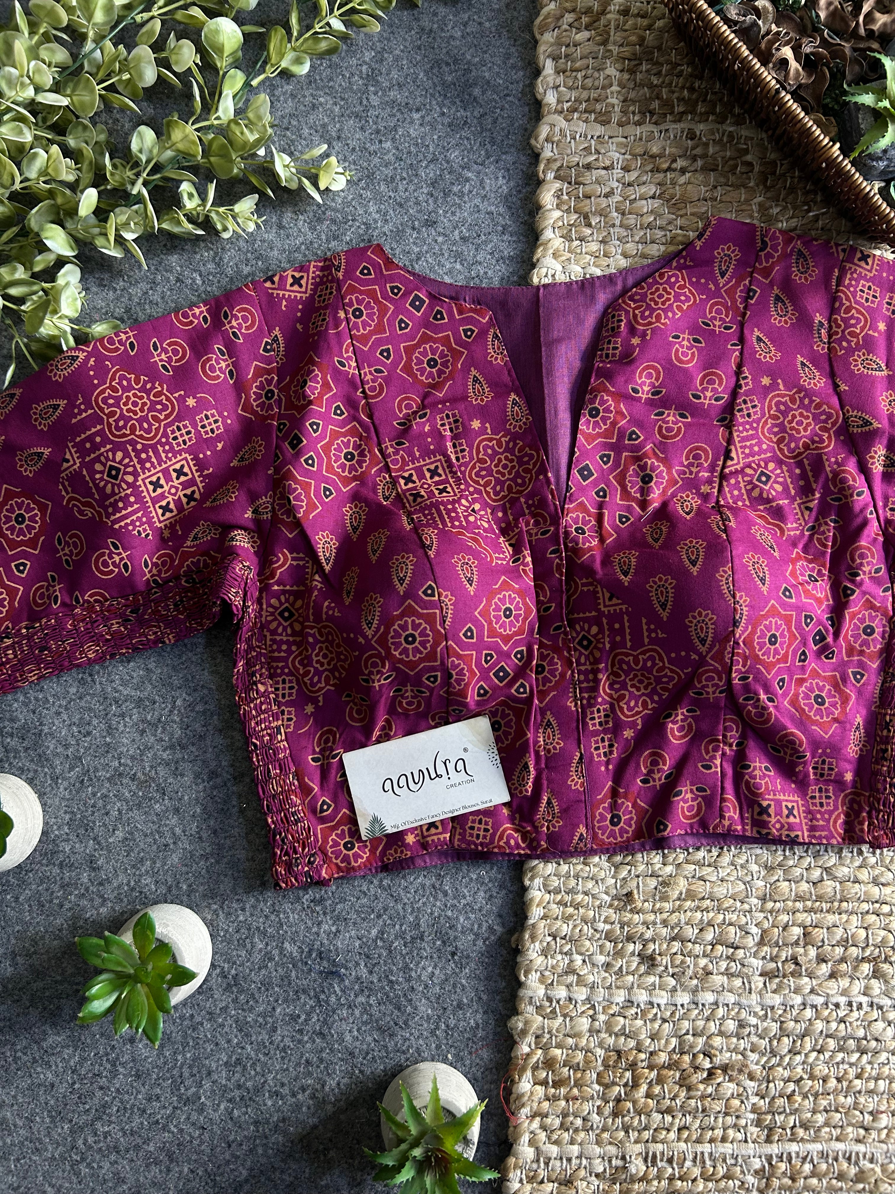 Comfort Fit Cotton Ajrakh Print Blouse