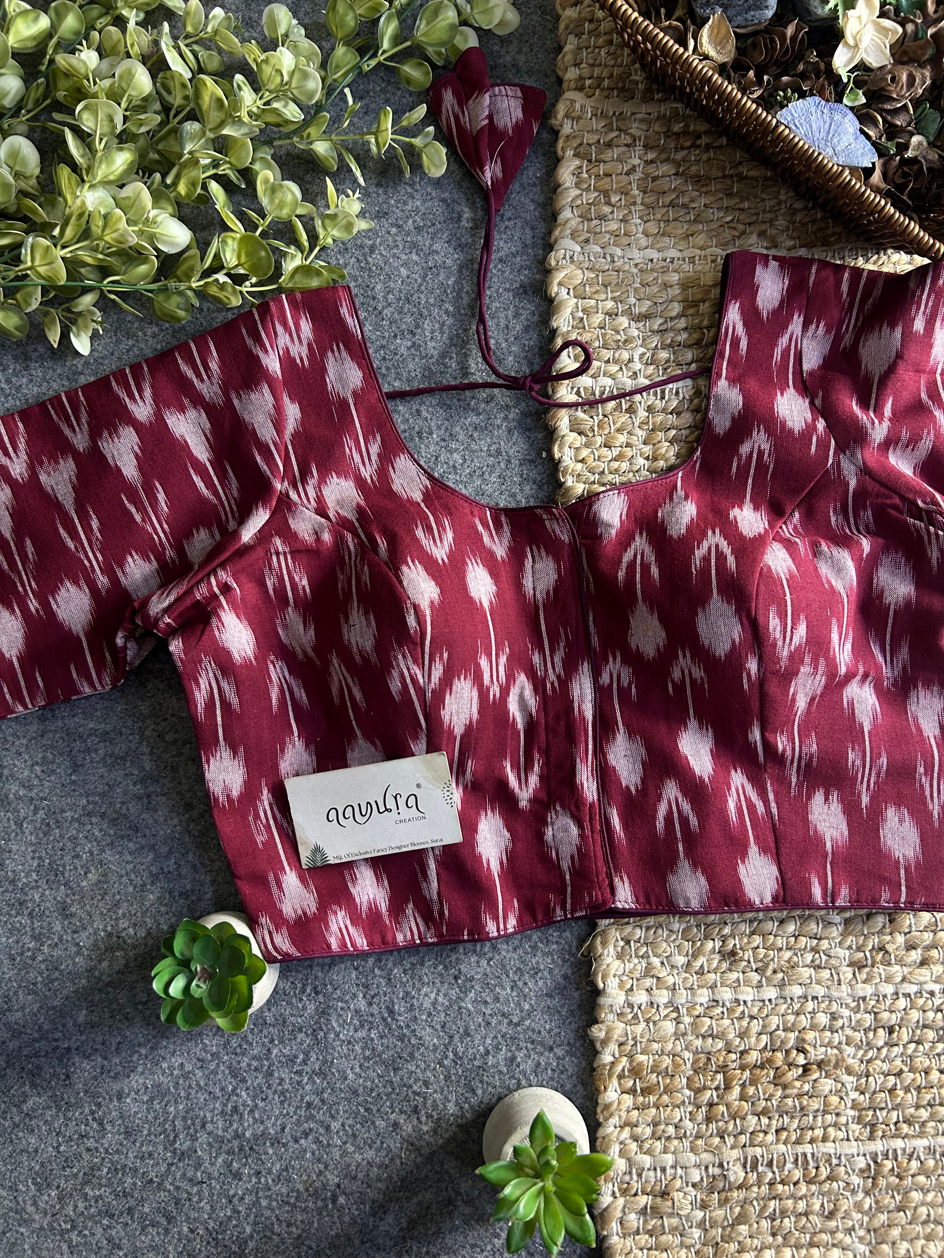 Classic Ikkath Designer Front-Open Blouse