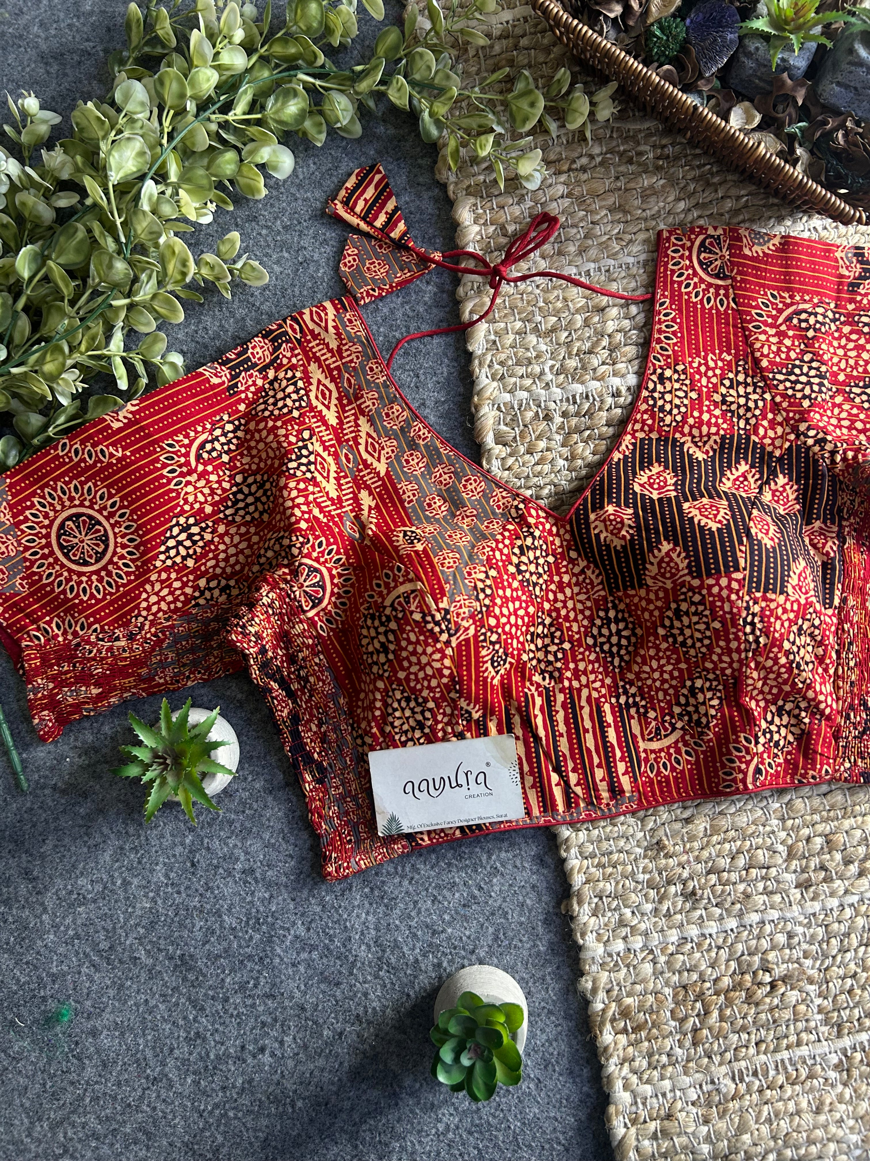 Comfort Fit Ajrakh Print Blouse