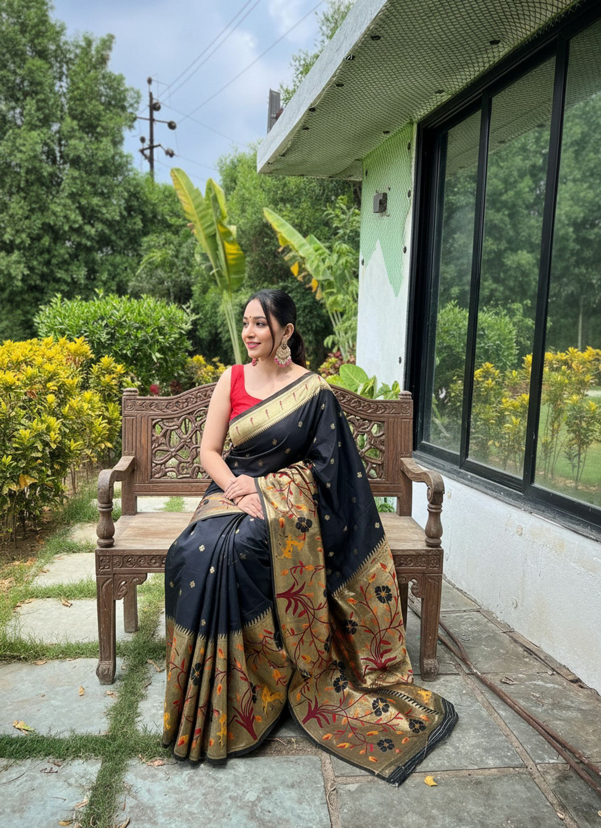 Aabha Regal Zari Silk Saree Without Border