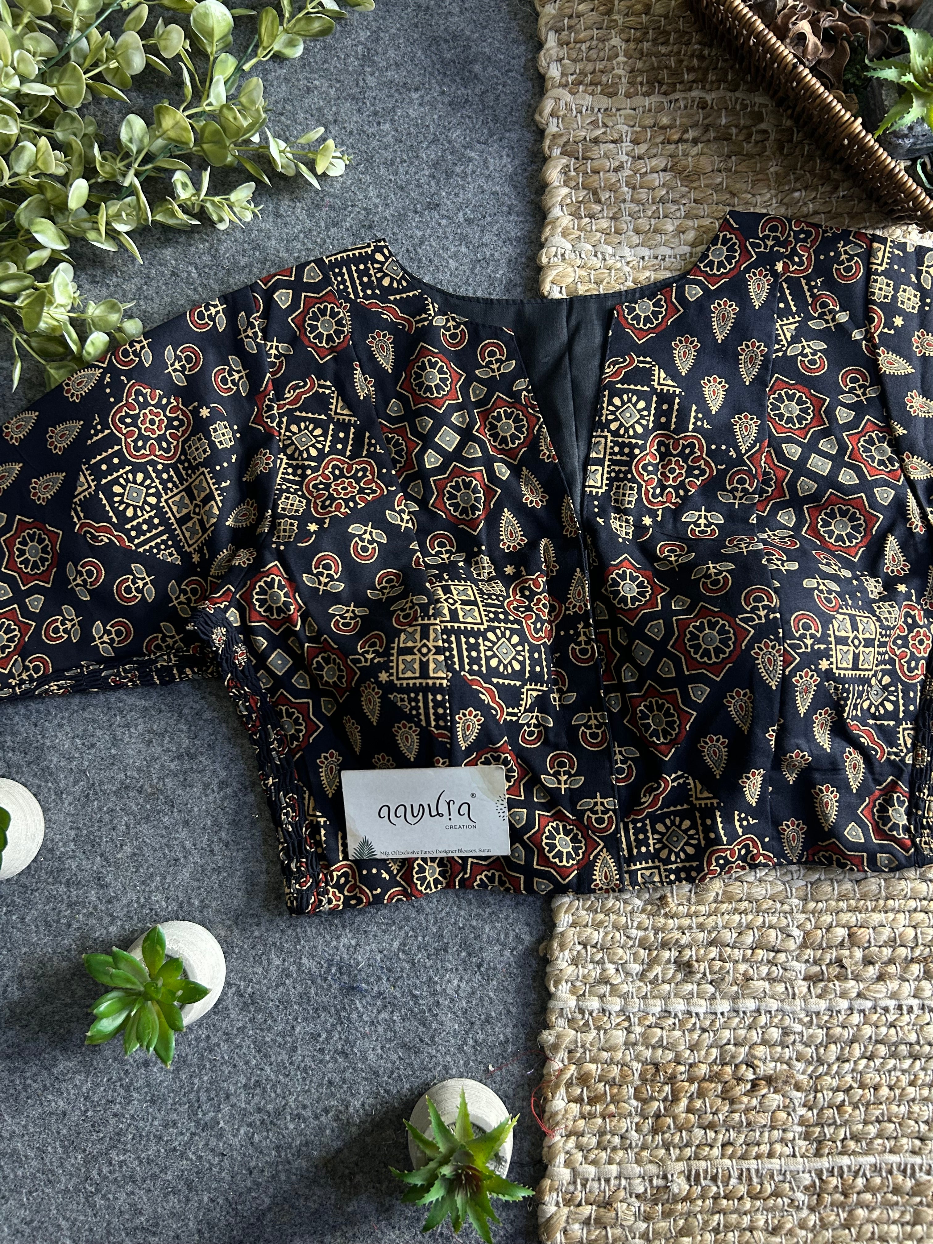 Comfort Fit Cotton Ajrakh Print Blouse