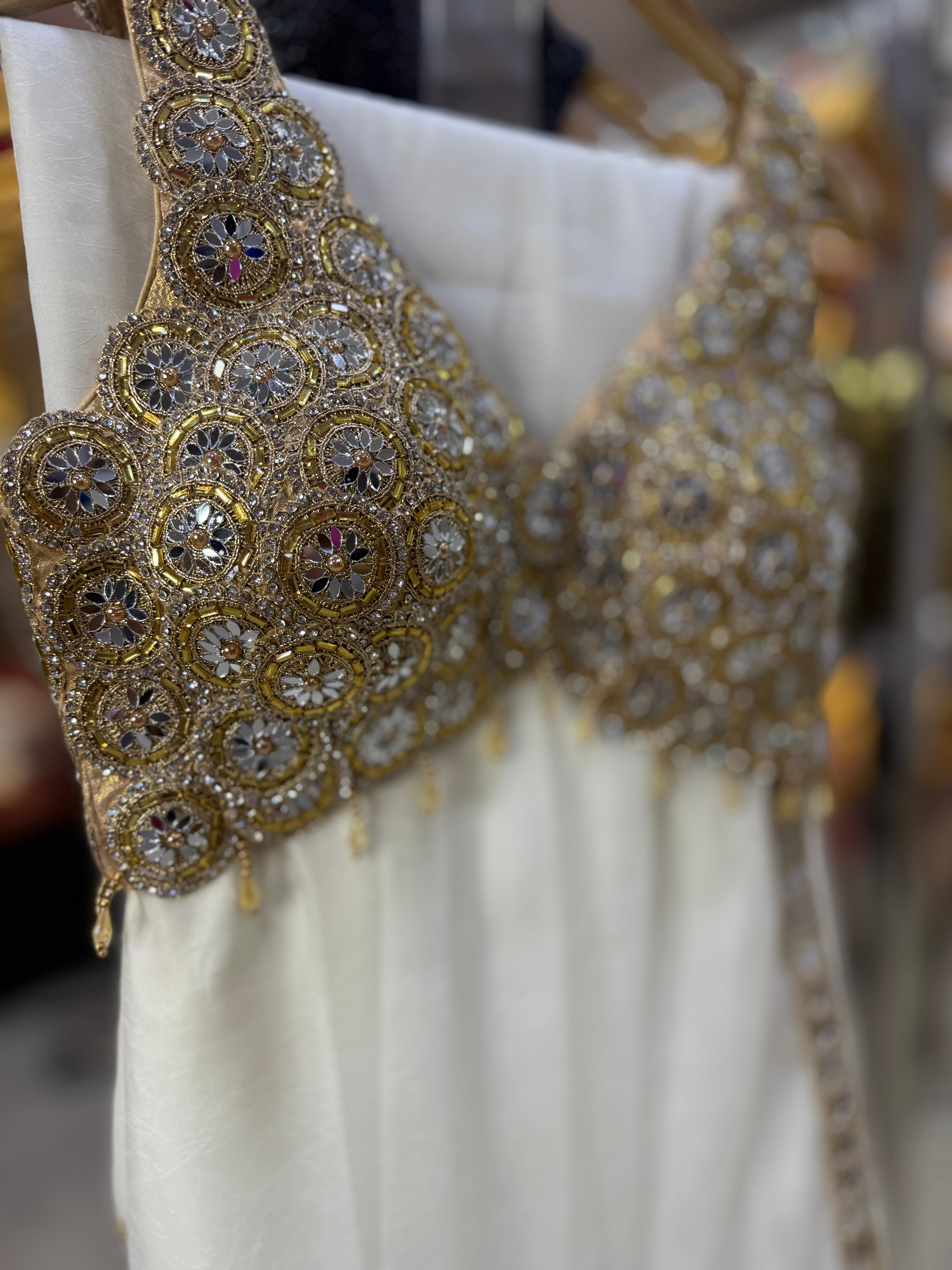 Luxury Beads & Mirror Silk Blouse Saree Combo