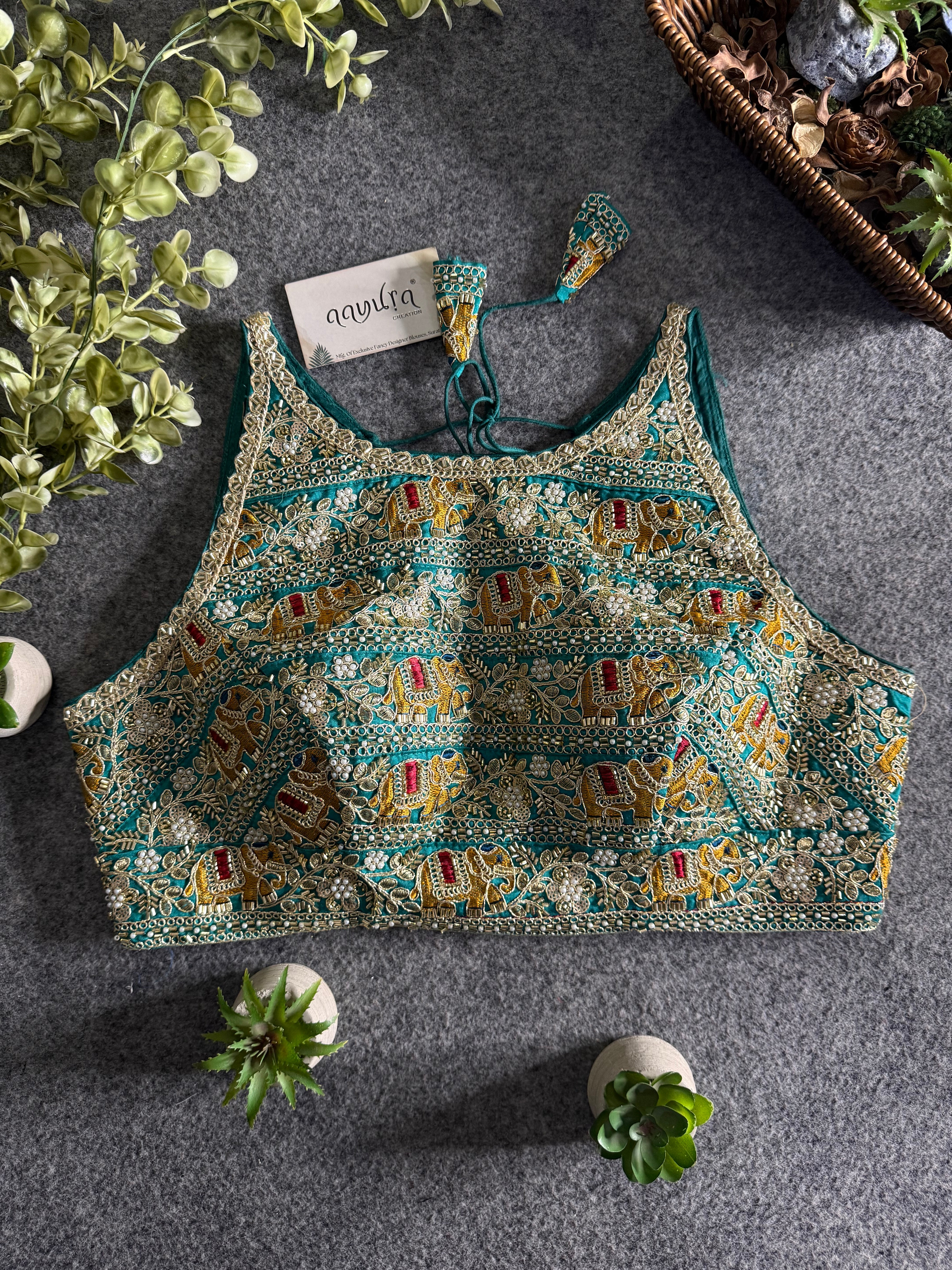 Elegant Sequence Embroidery Lace Work Blouse