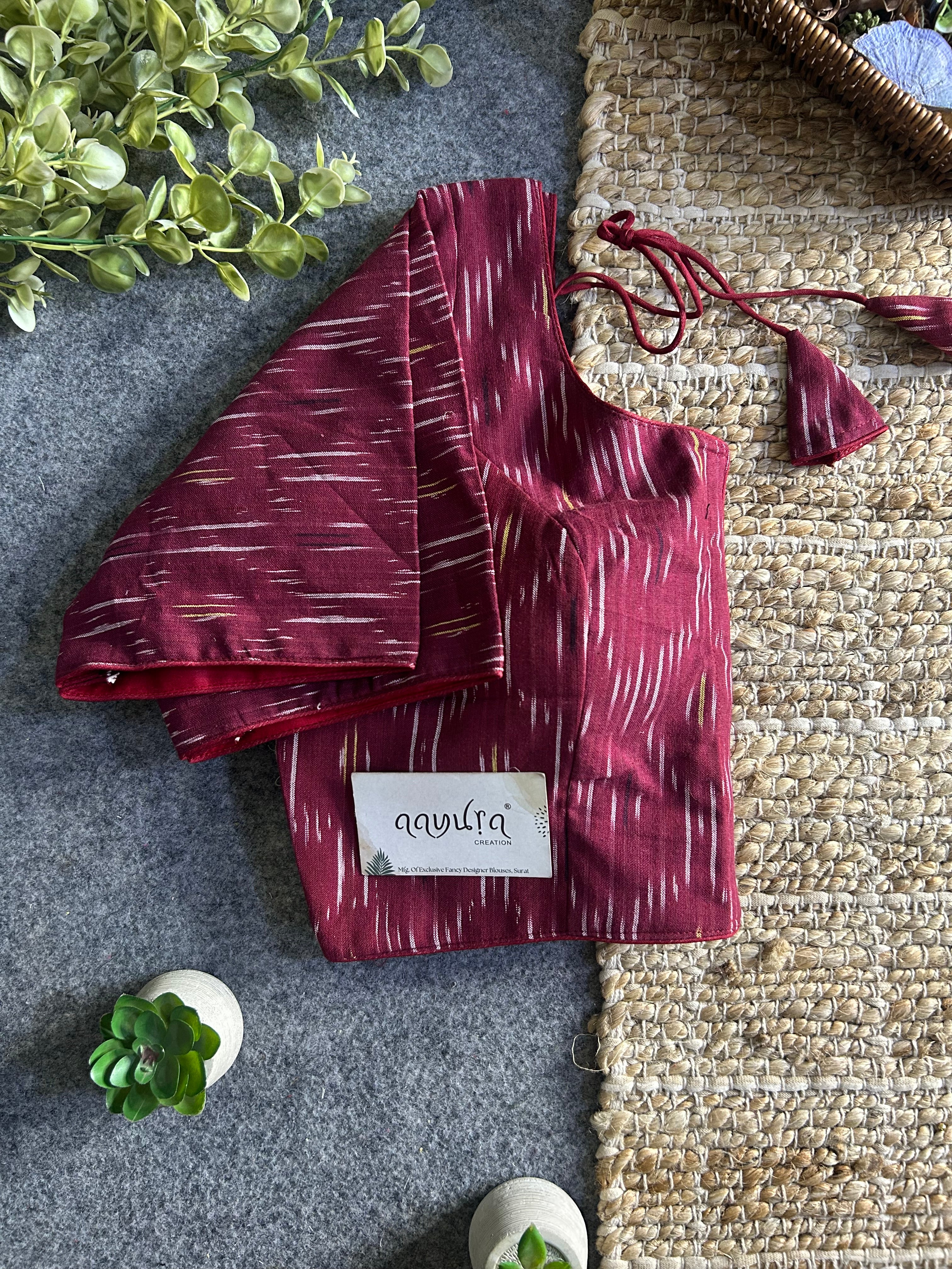 Classic Ikkath Designer Front-Open Blouse