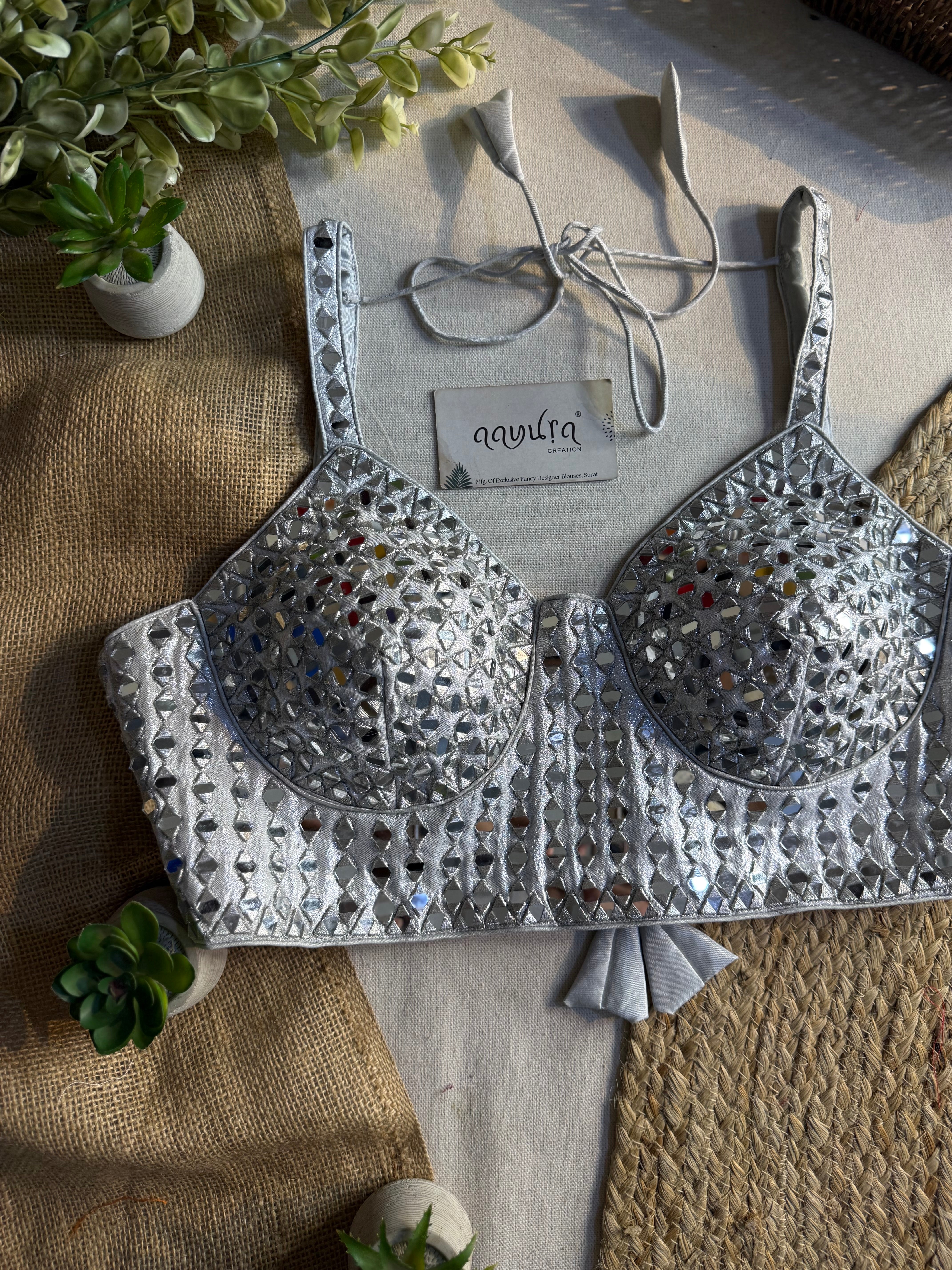 JASHN MIRROR WORK STRAP BLOUSE