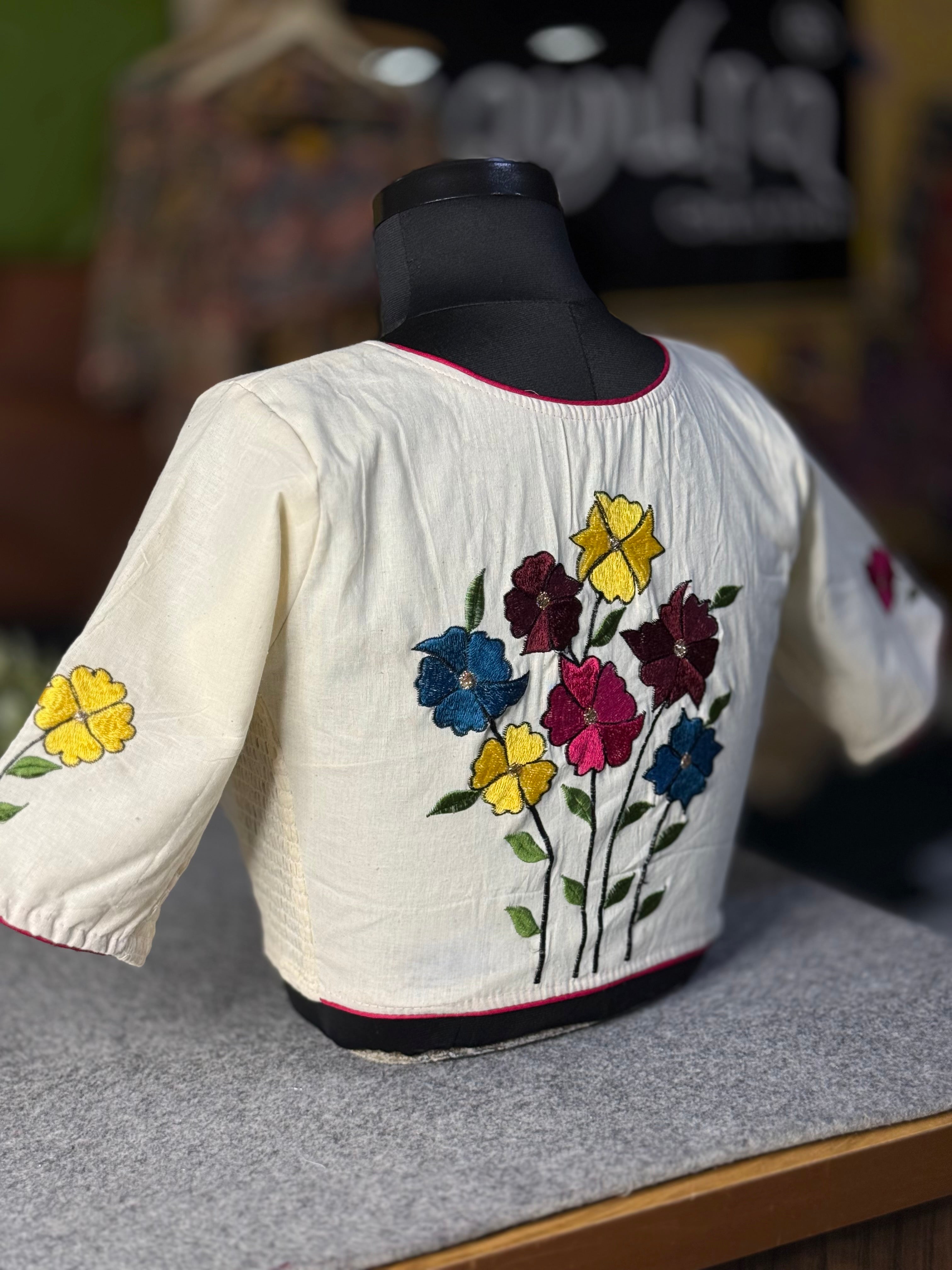 Khadi Threaded Streatchable Blouse