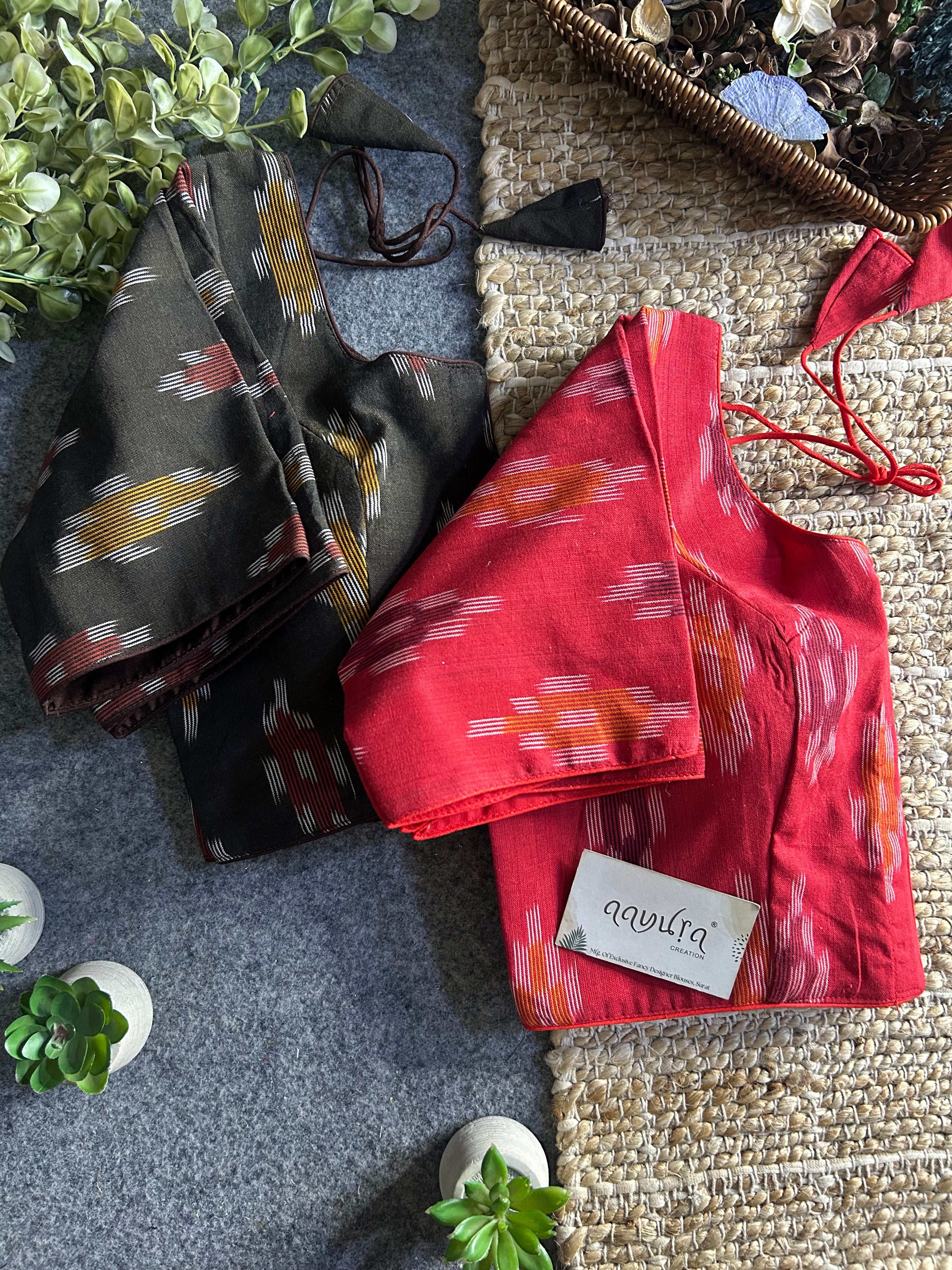 Classic Ikkath Designer Front-Open Blouse