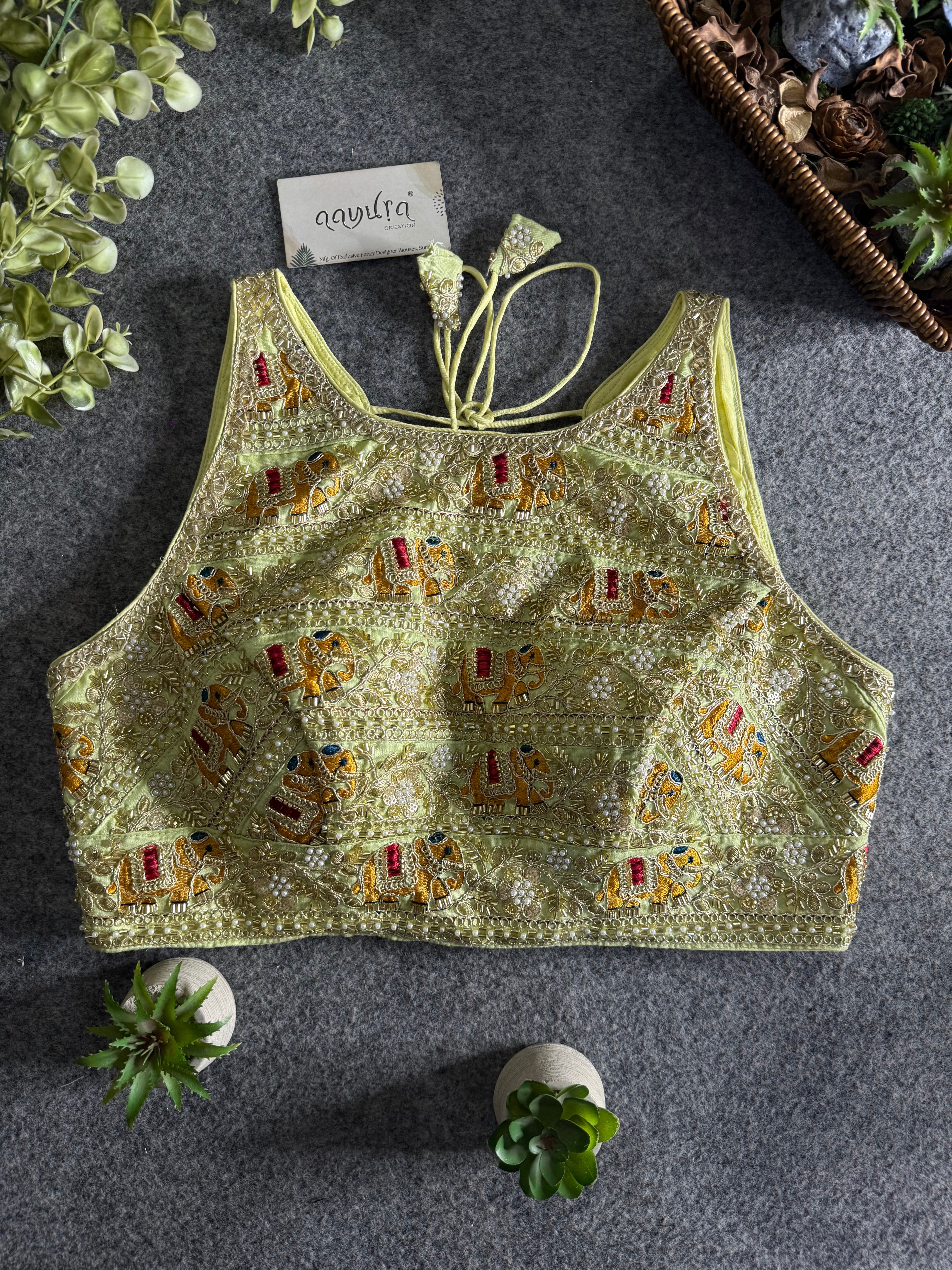 Elegant Sequence Embroidery Lace Work Blouse