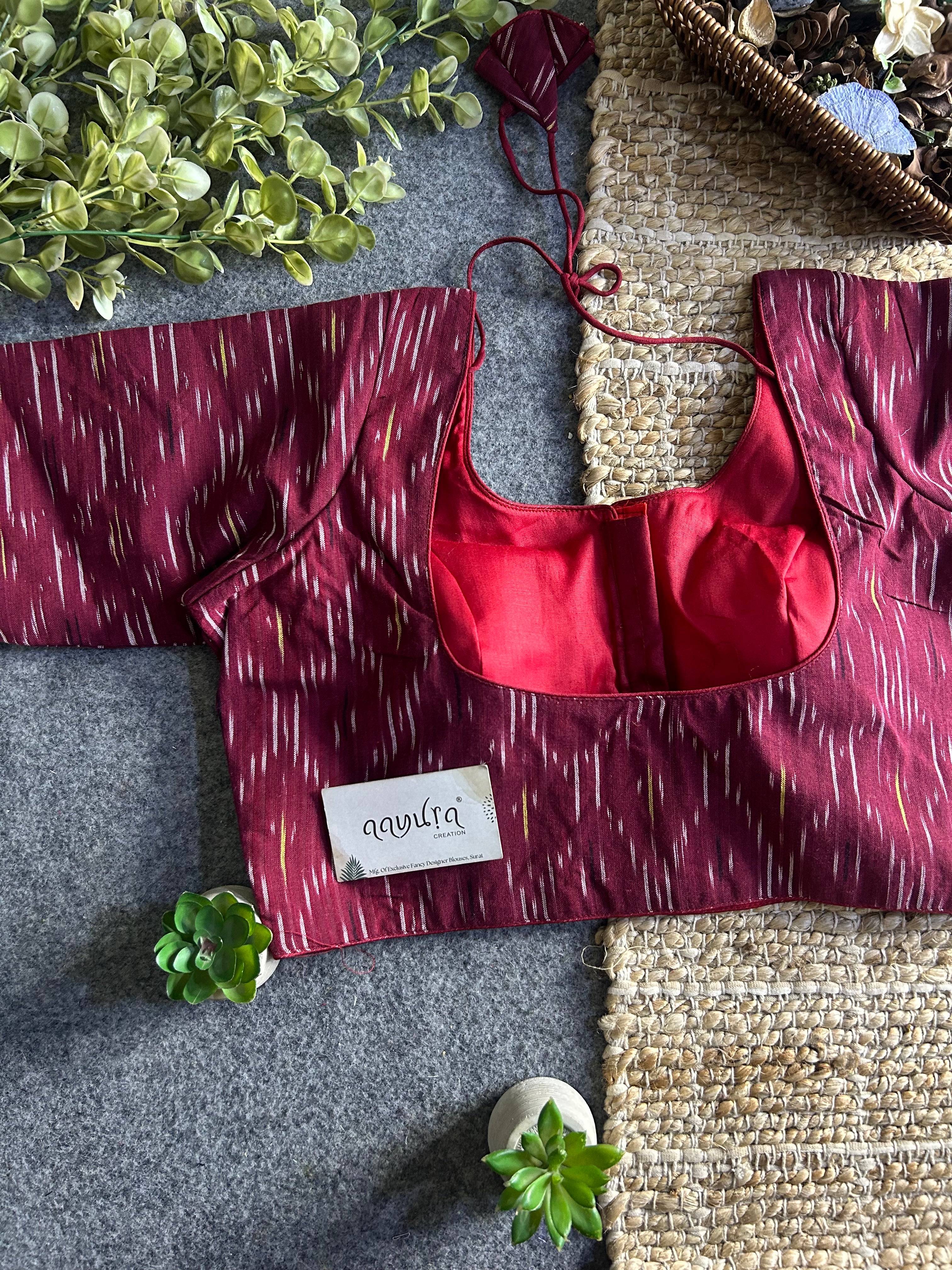 Classic Ikkath Designer Front-Open Blouse