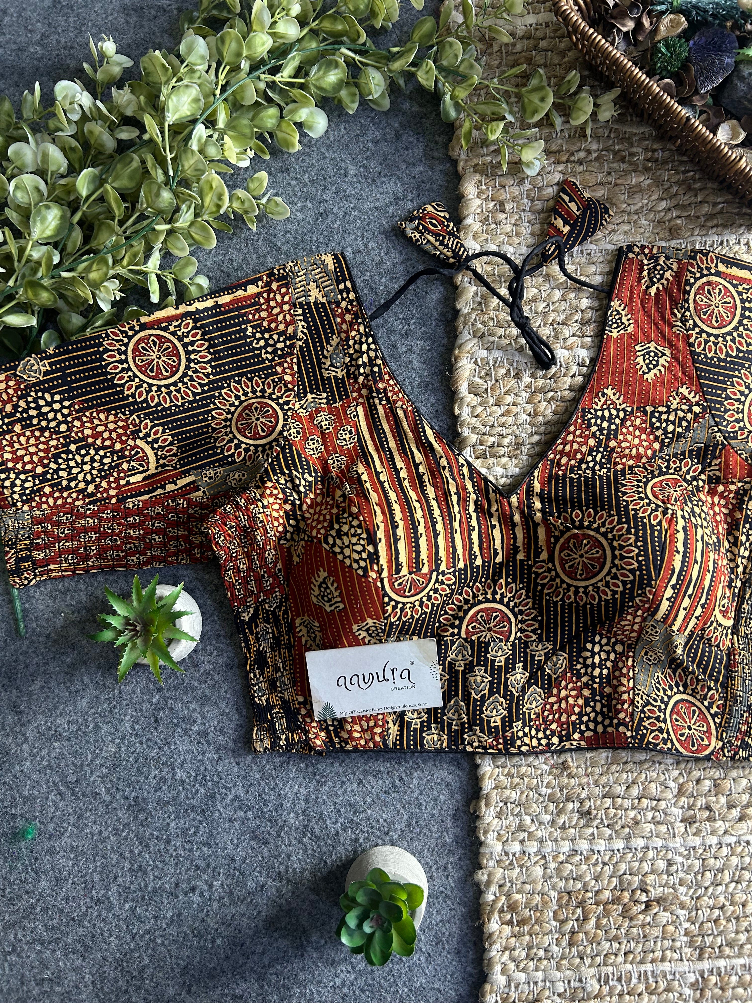 Comfort Fit Ajrakh Print Blouse