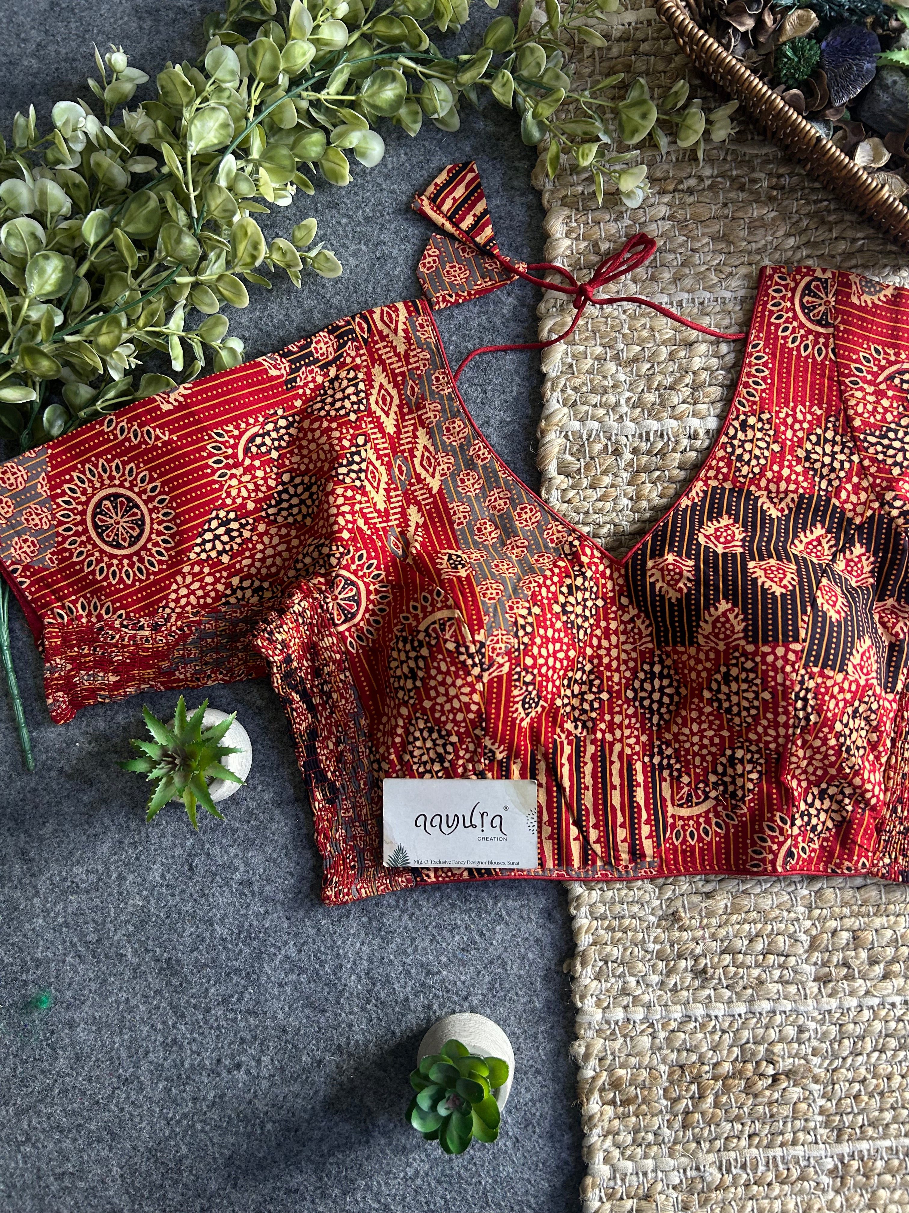 Comfort Fit Ajrakh Print Blouse