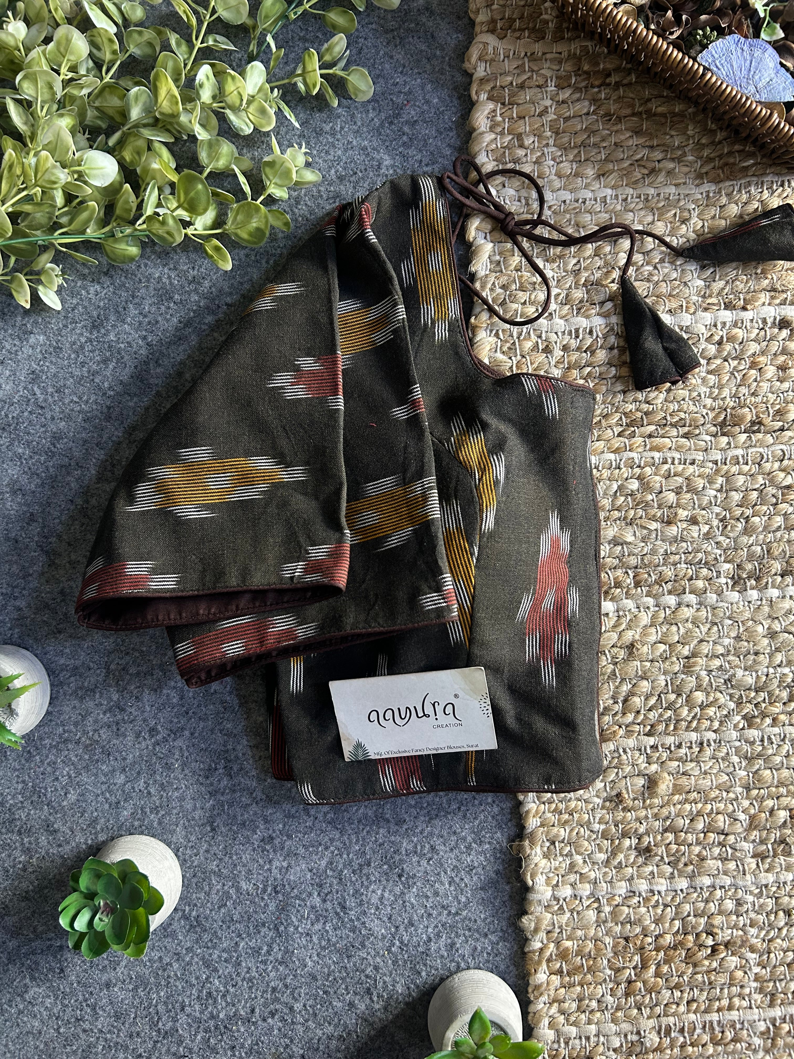 Classic Ikkath Designer Front-Open Blouse