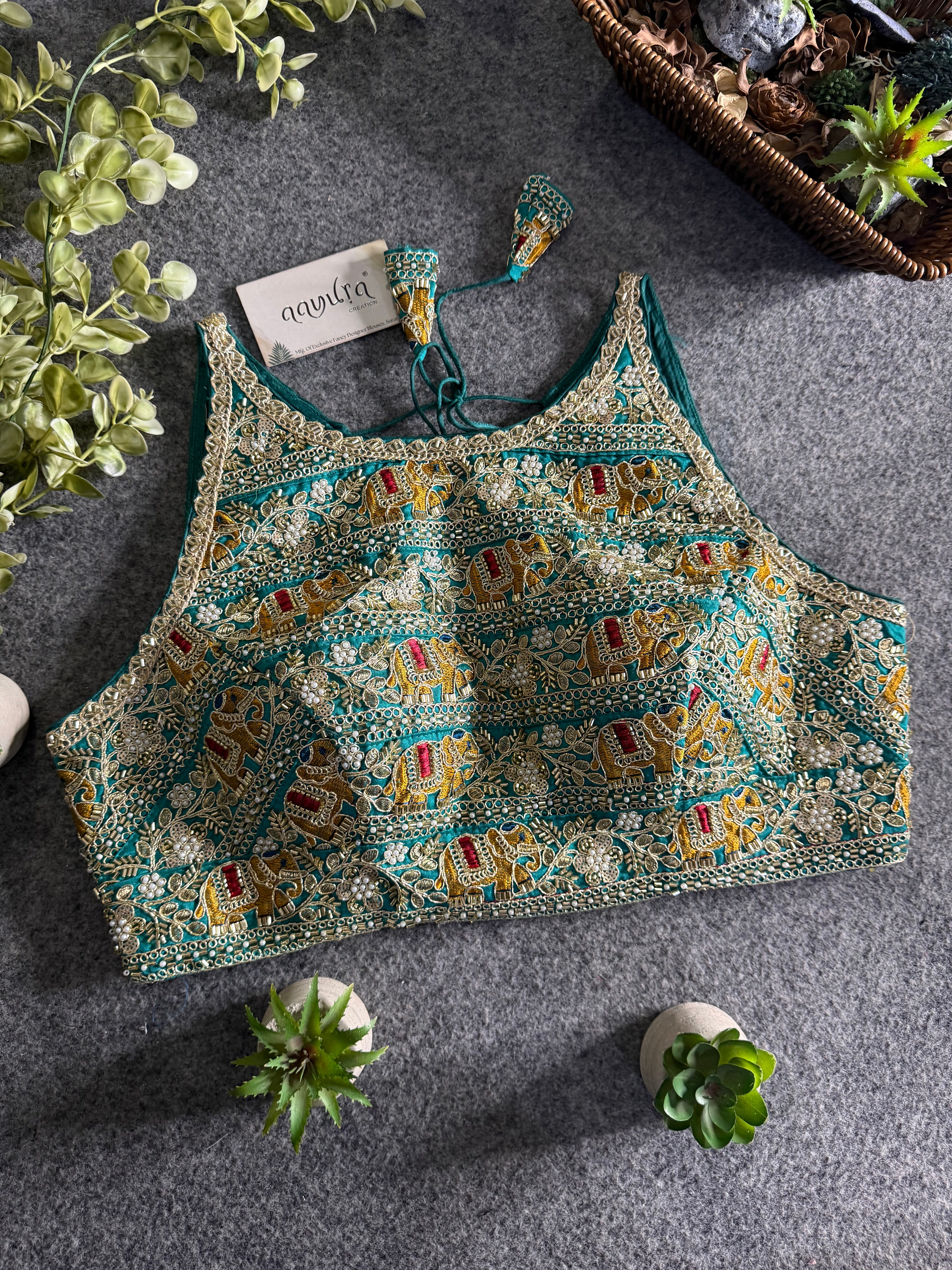 Elegant Sequence Embroidery Lace Work Blouse