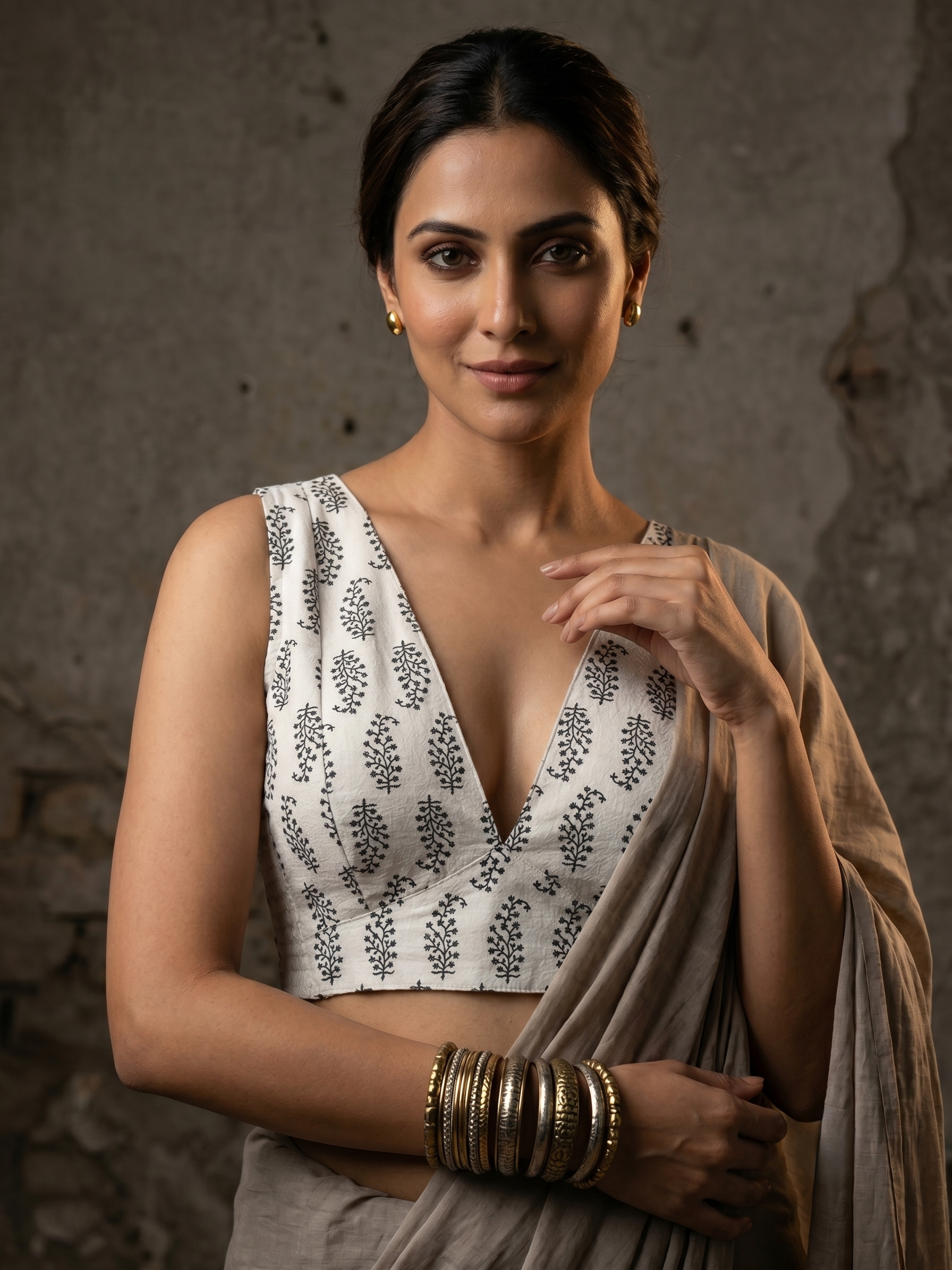 Comfort Fit V Neck Blouse