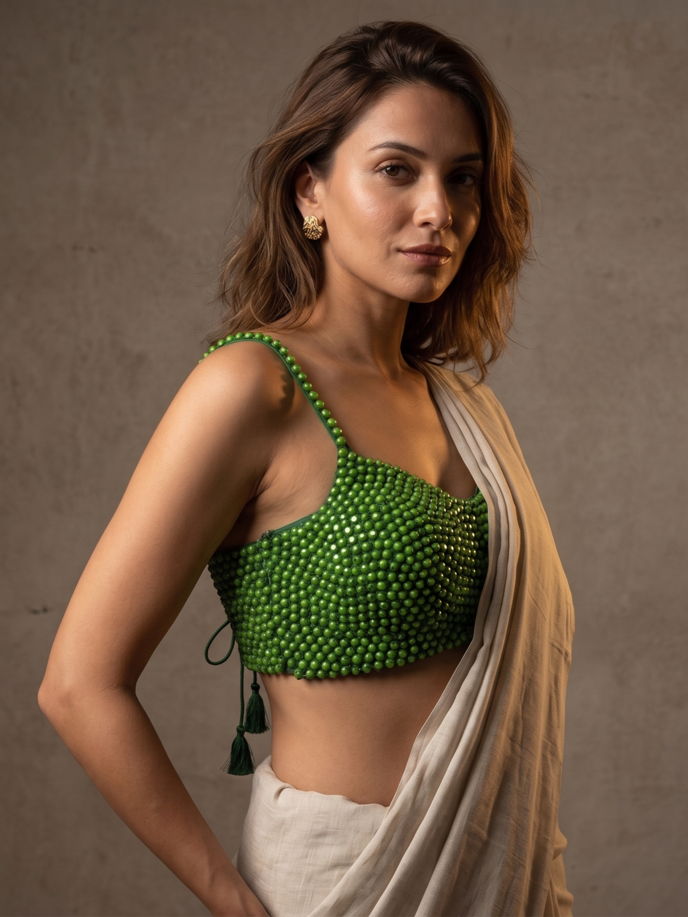 Luxury Pearl Embellished Silk Blouse