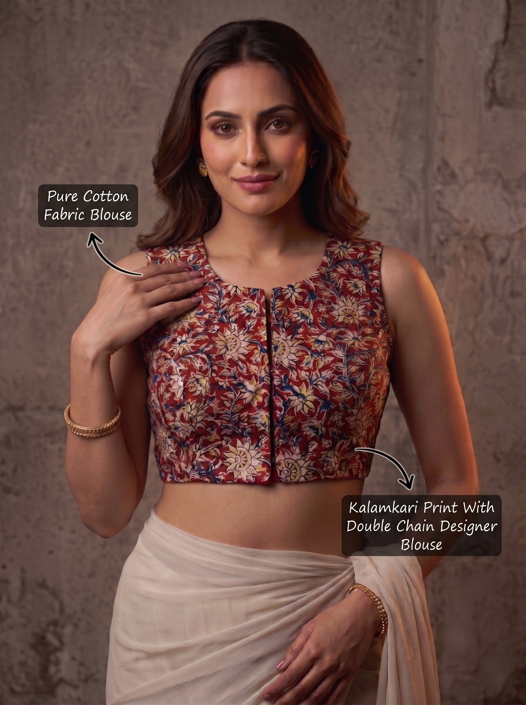 Kalamkari Chic – Double Chain Designer Blouse
