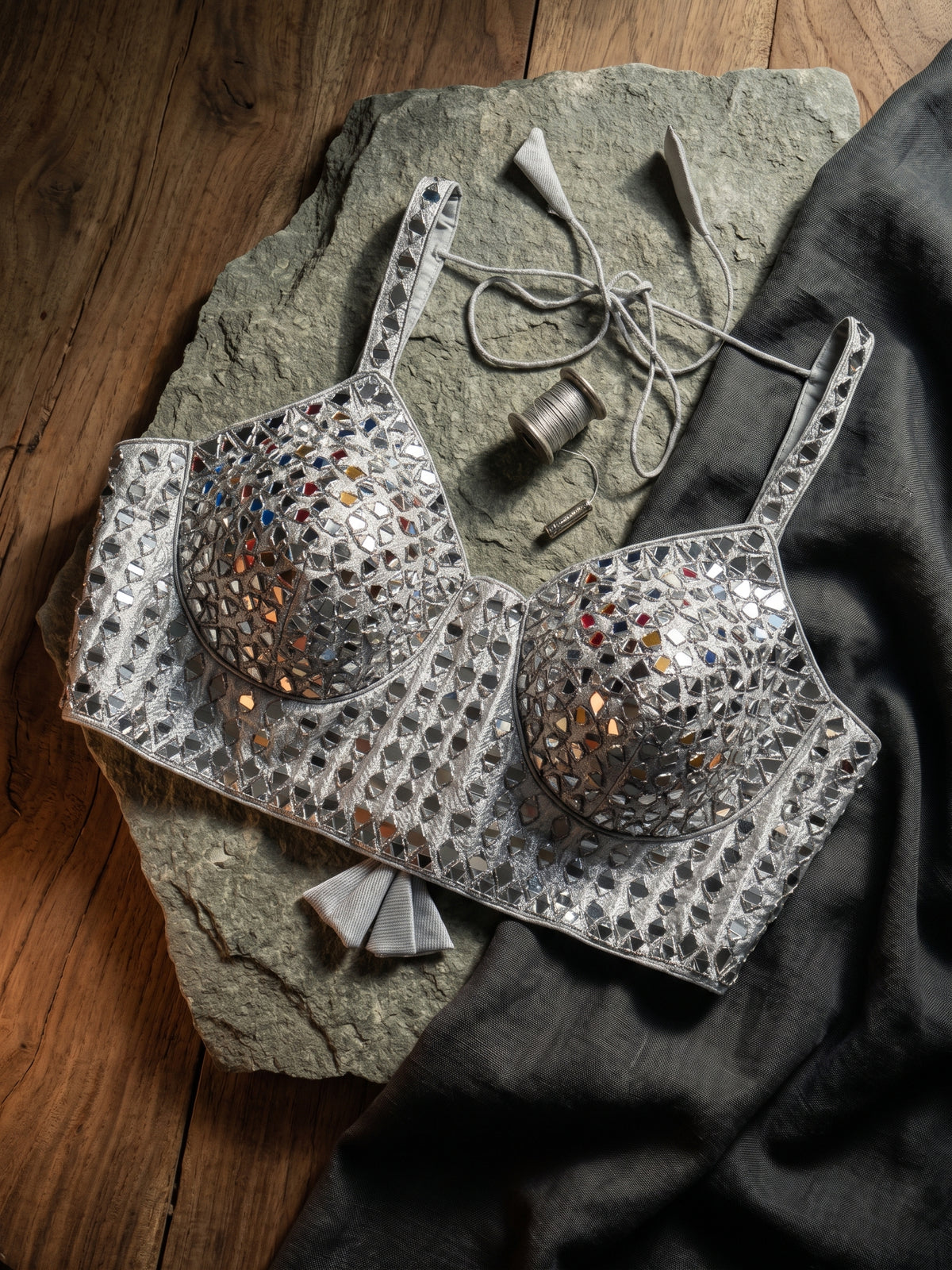 JASHN MIRROR WORK STRAP BLOUSE