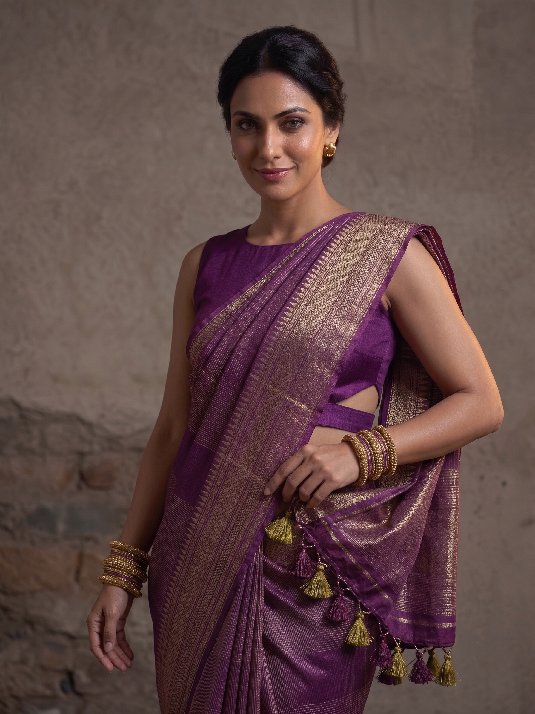 Aaradhya Mini Temple Semi Silk Saree