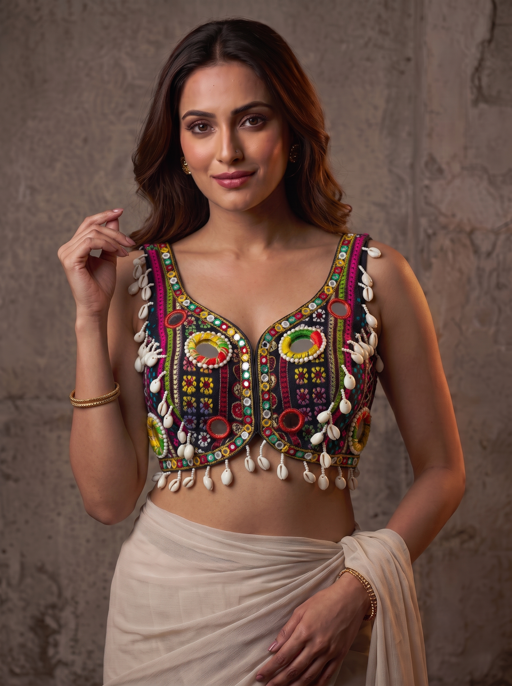 Navratna Mirror & Shell Blouse