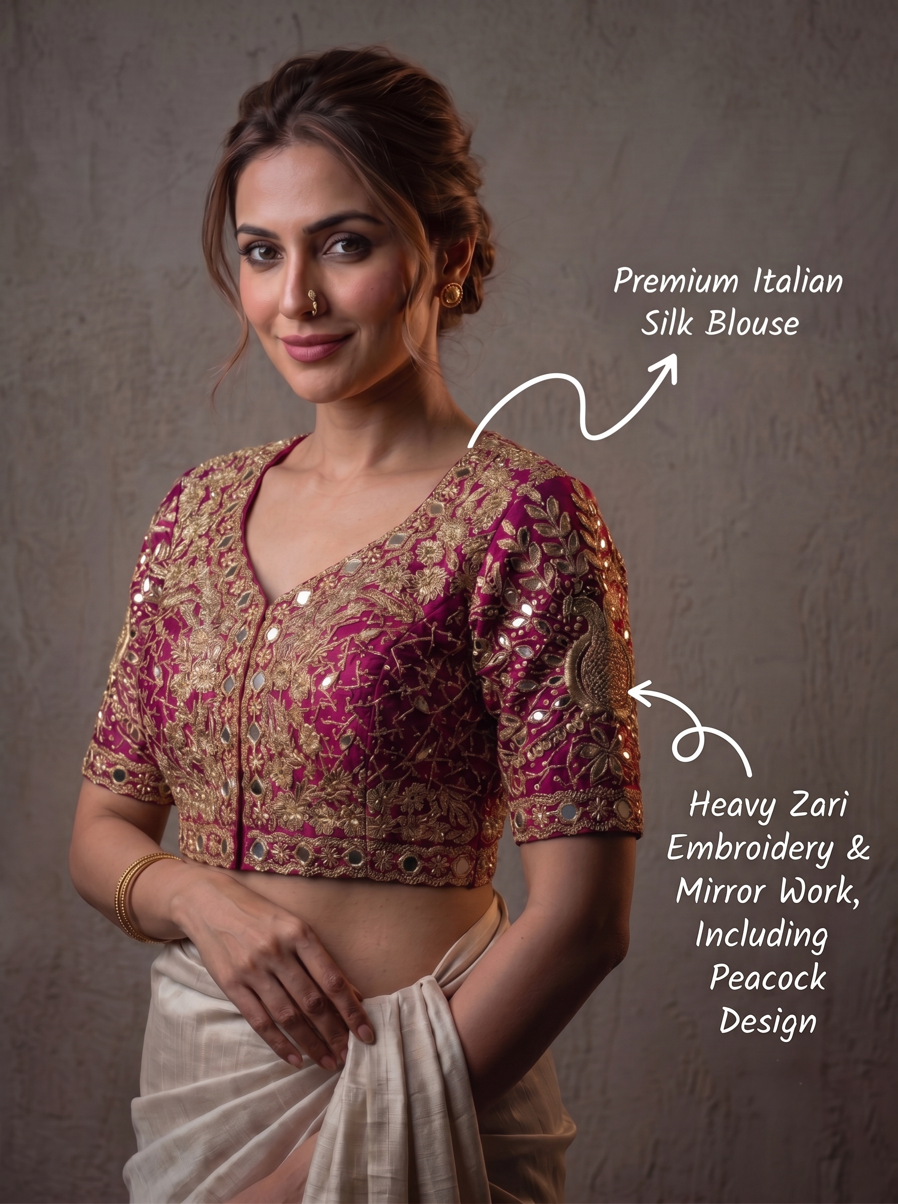 Zara Embroidered Silk Blouse