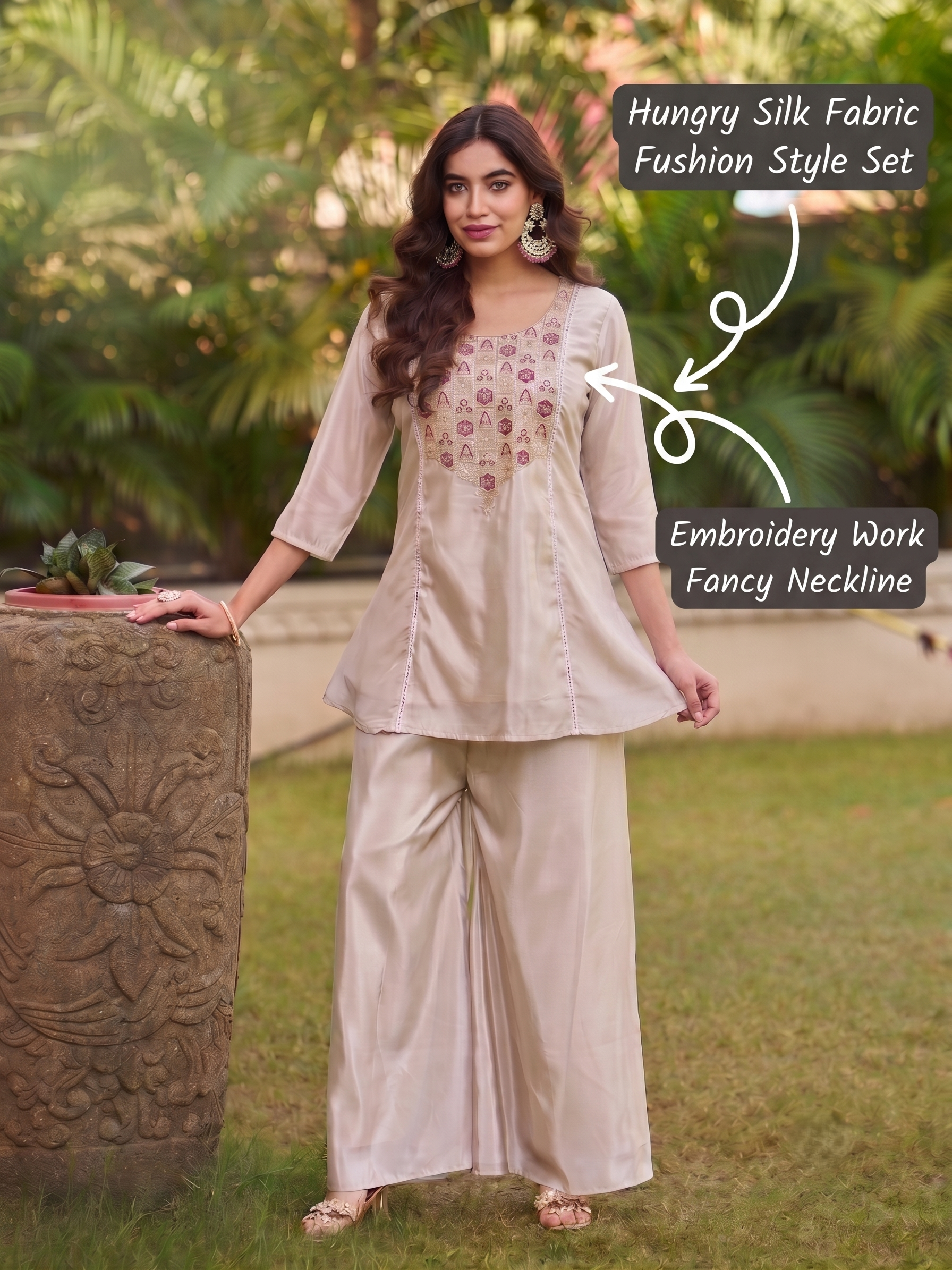 Riva Embroidered Hungry Silk Co-Ord Set