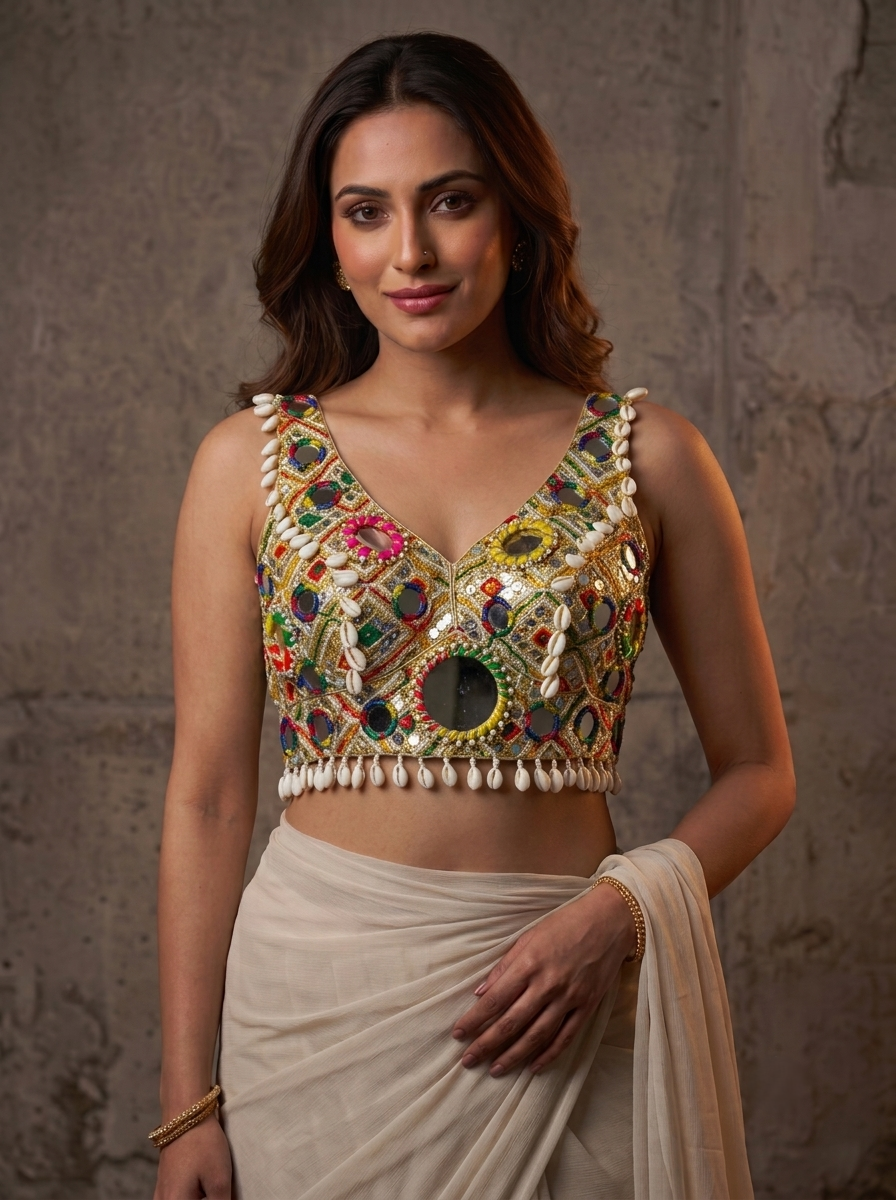 Navratna Mirror & Shell Blouse