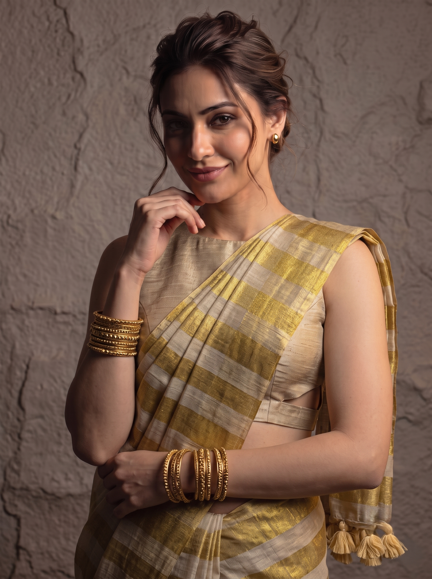 Pastel Checks Charm Linen Tissue Saree