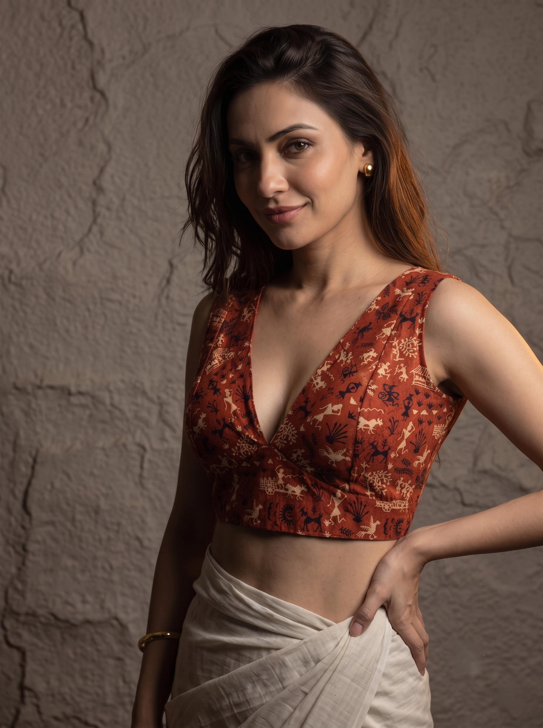Ajrakh V Neck