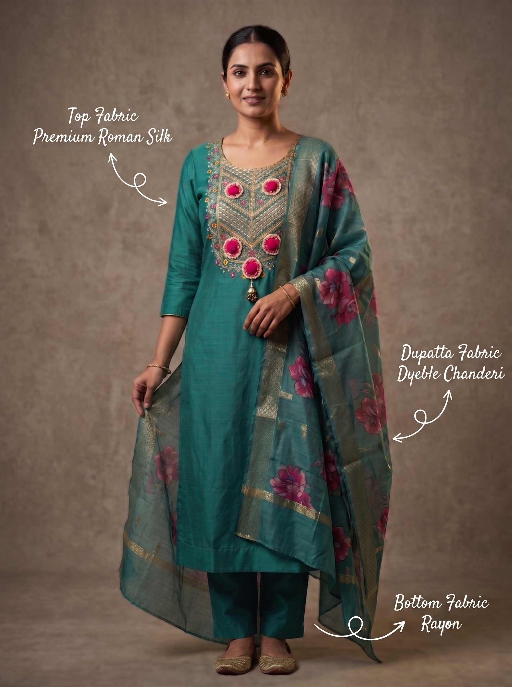 Graceful Roman Unstitched Silk Suit