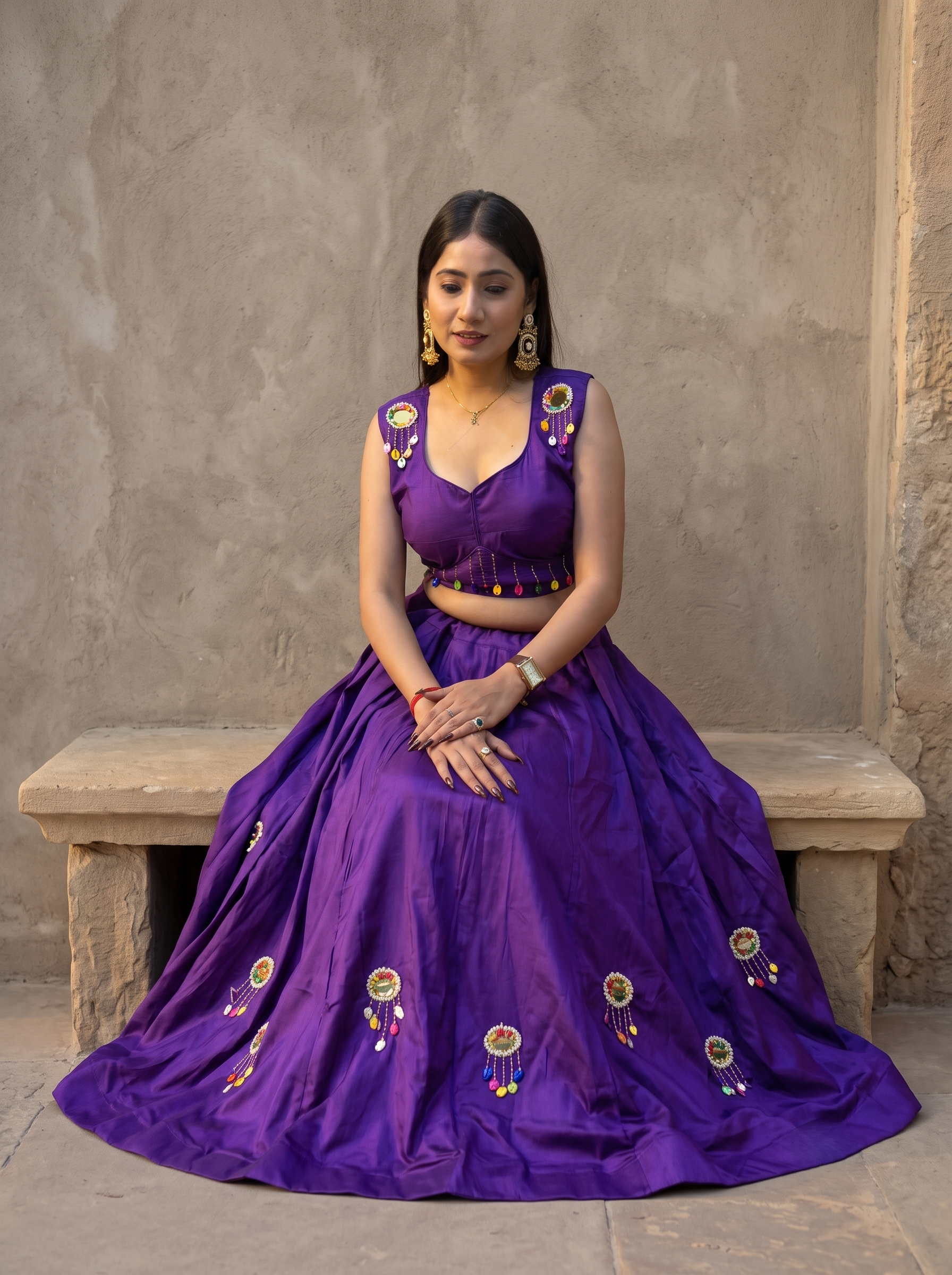 Vaanya Shell & Mirror Lehenga