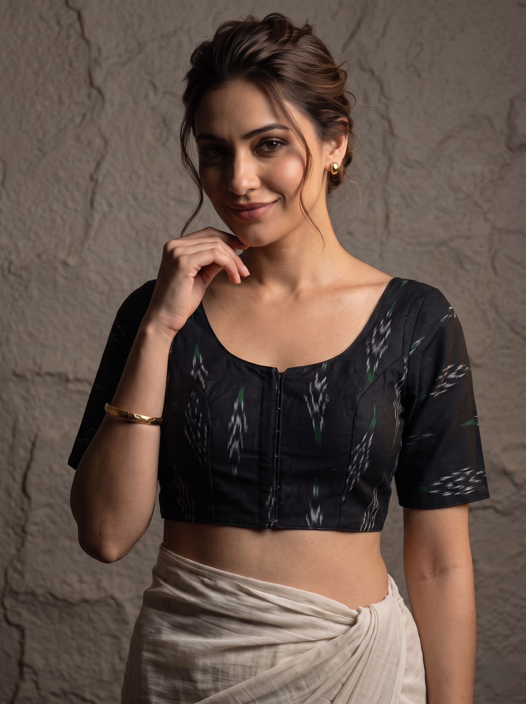 Classic Ikkath Designer Front-Open Blouse