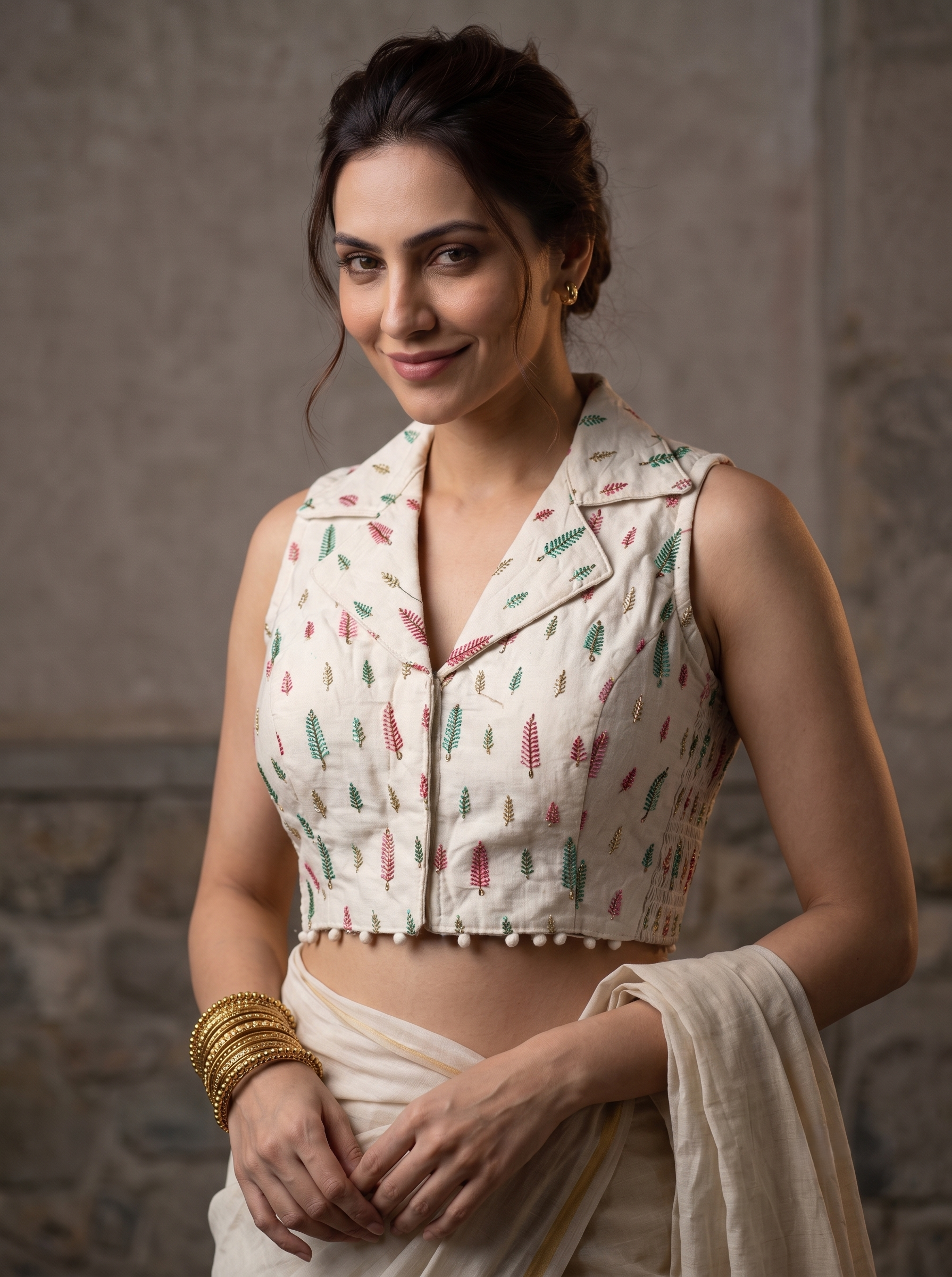Regal Threadwork Collar Blouse