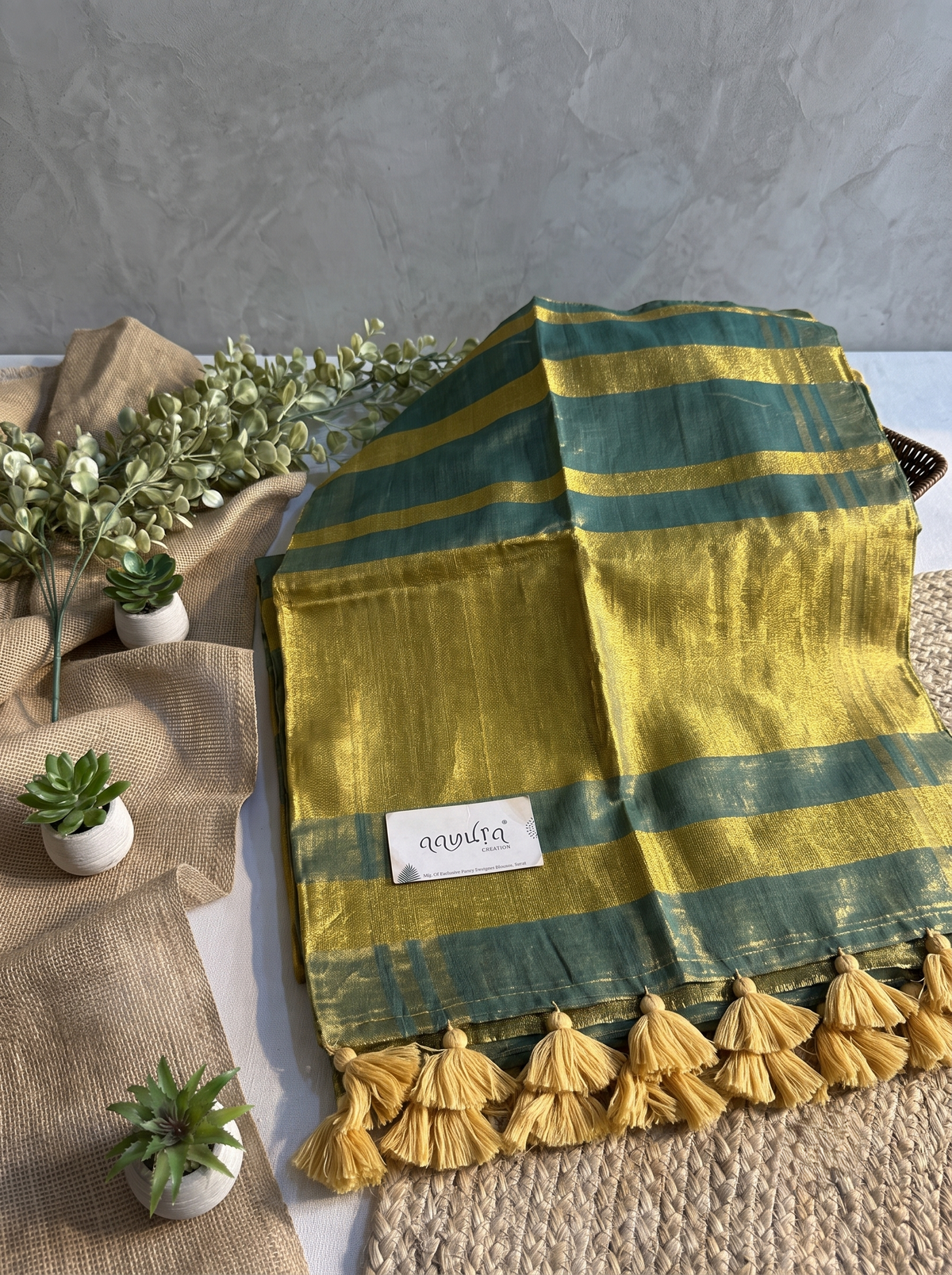 Pastel Checks Charm Linen Tissue Saree