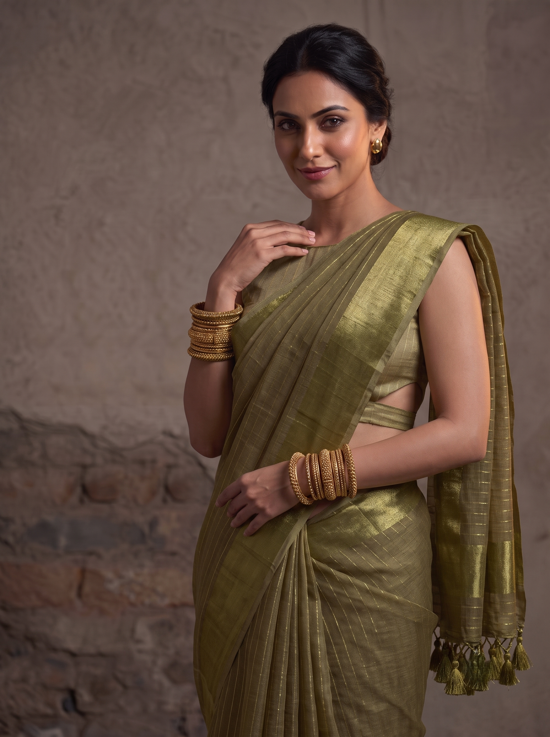 Zari Elegance D Linen Saree