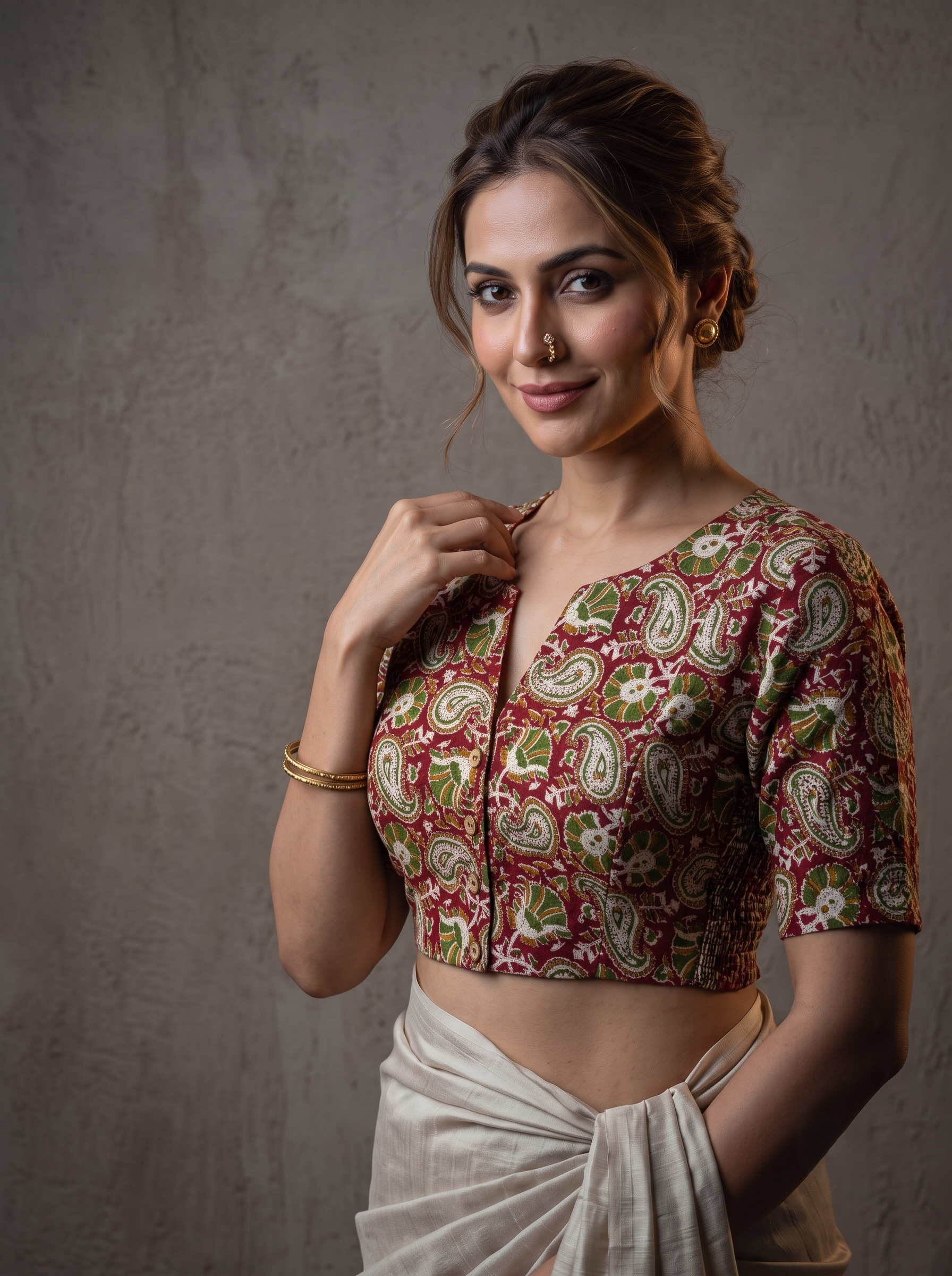 Comfort Fit Cotton Print Blouse