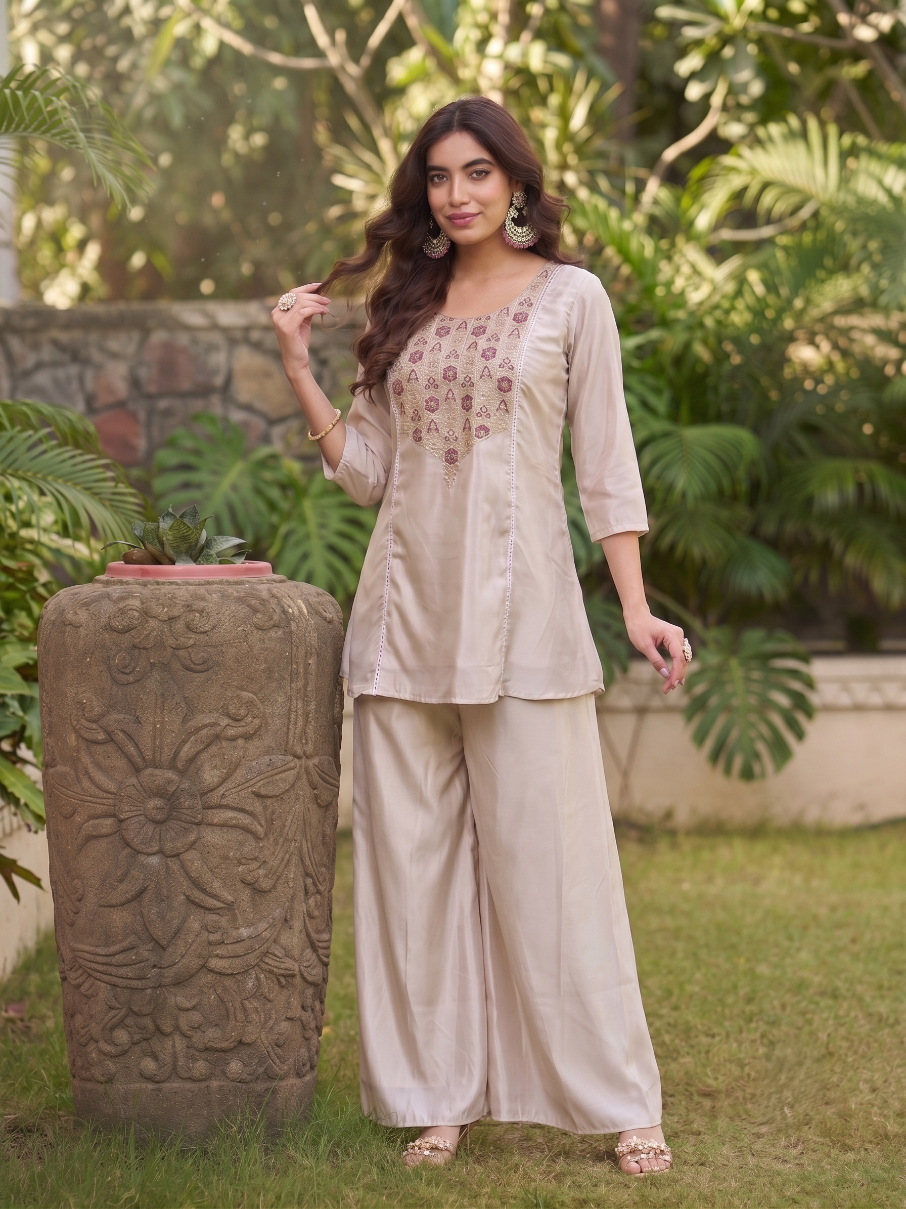 Riva Embroidered Hungry Silk Co-Ord Set