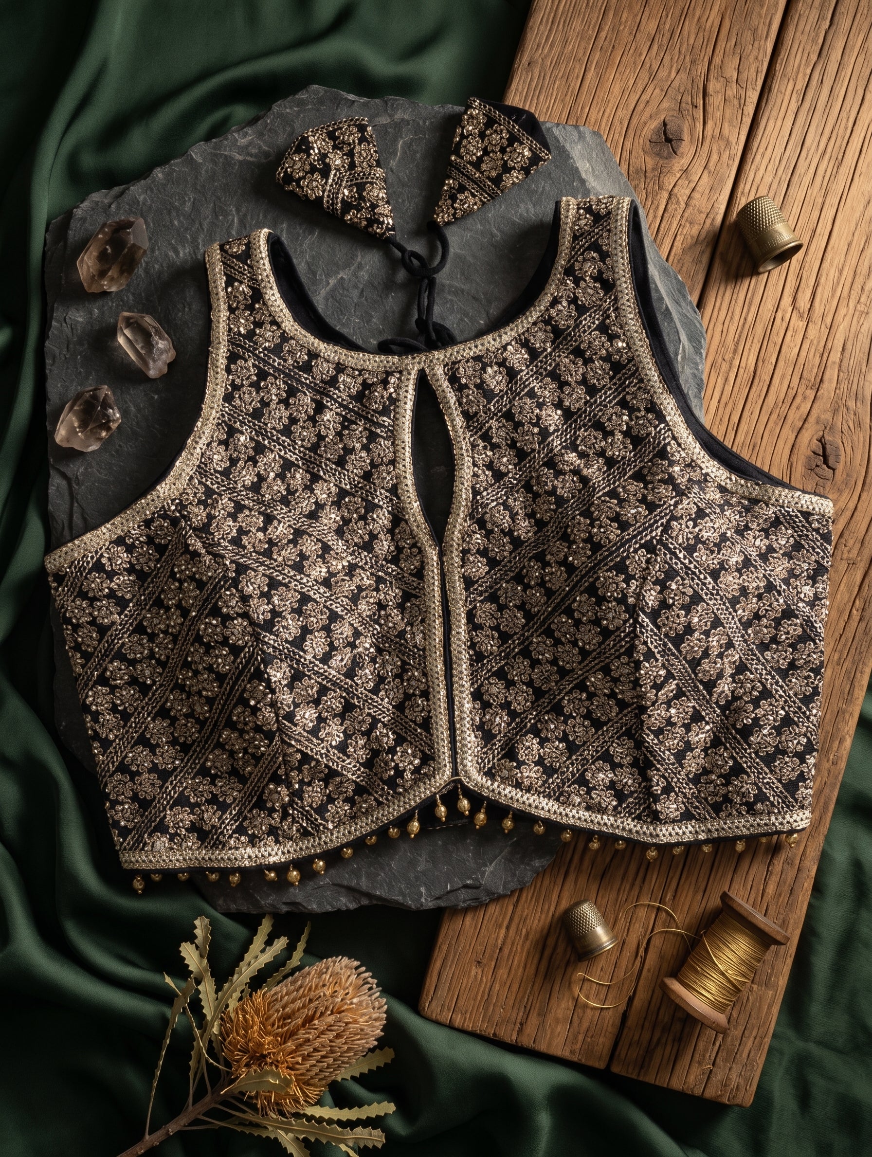 Heavy Stone Work Designer Lace Blouse